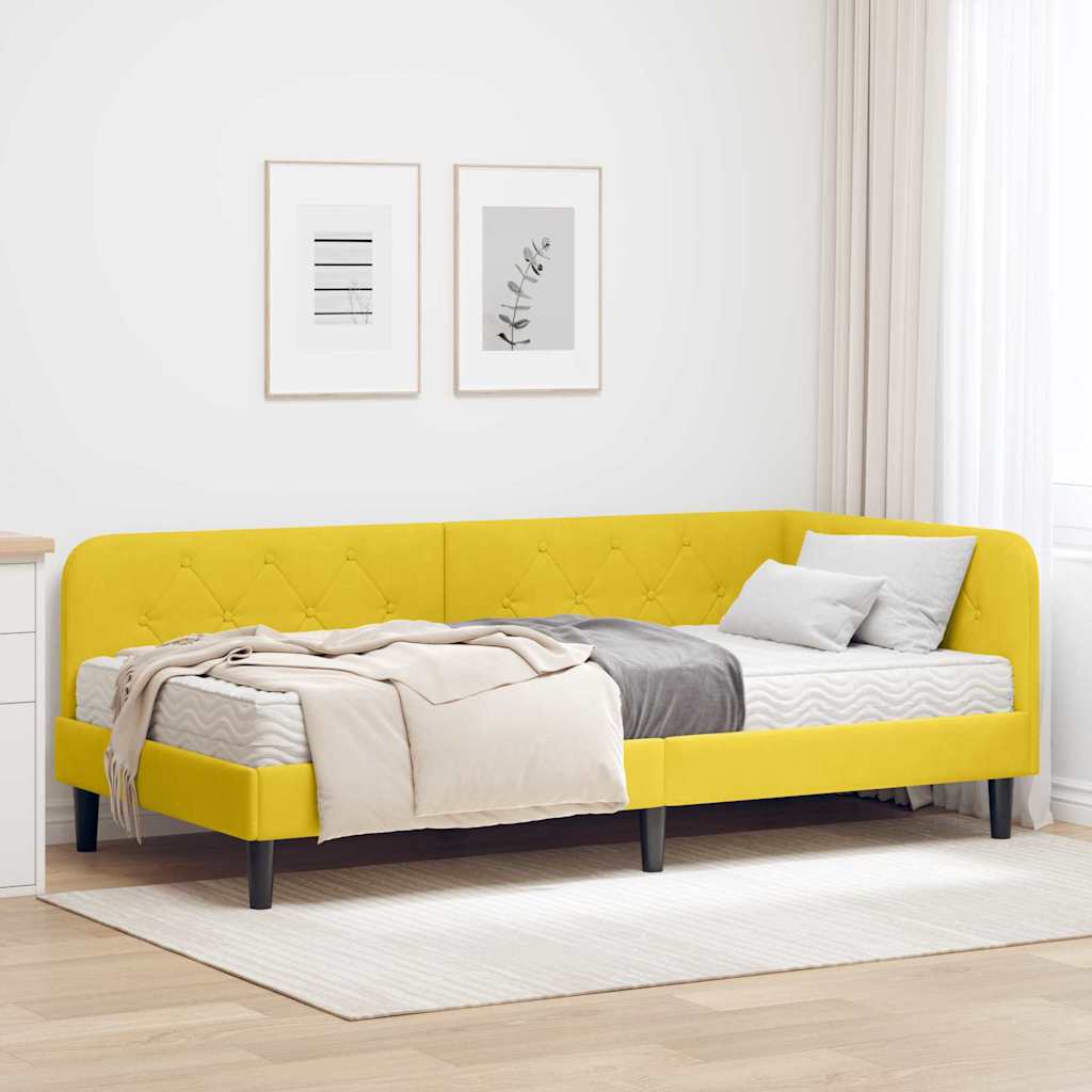 Cadre de lit d'angle Jaune 100 x 200 cm Velours - XIOS