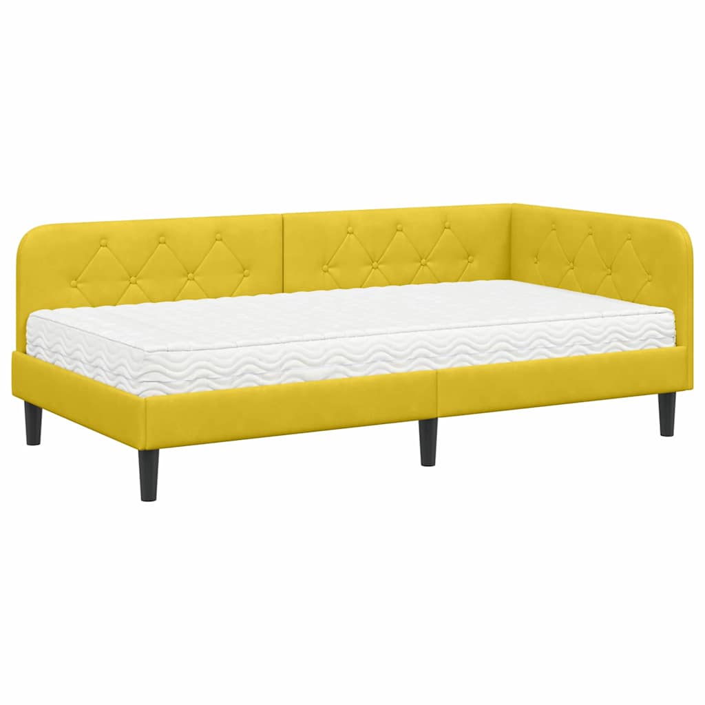 Cadre de lit d'angle Jaune 100 x 200 cm Velours - XIOS