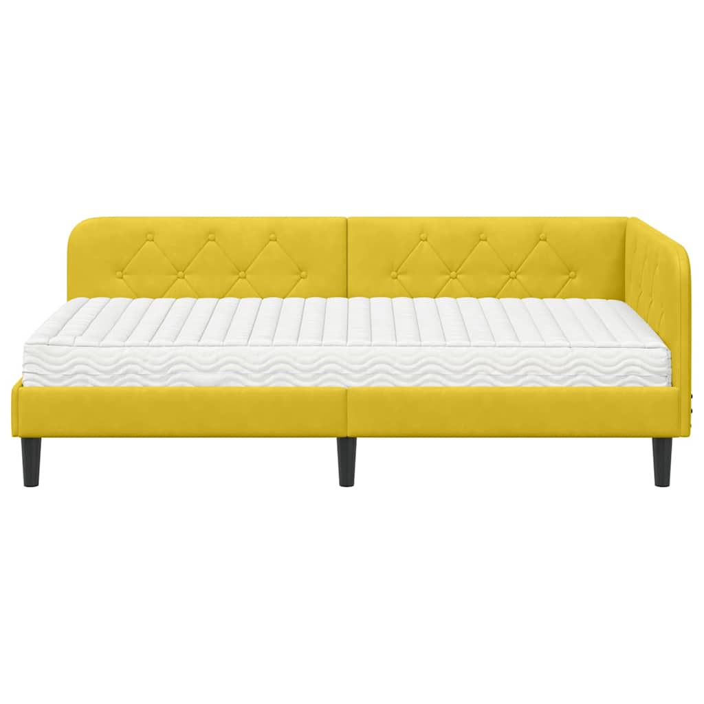 Cadre de lit d'angle Jaune 100 x 200 cm Velours - XIOS
