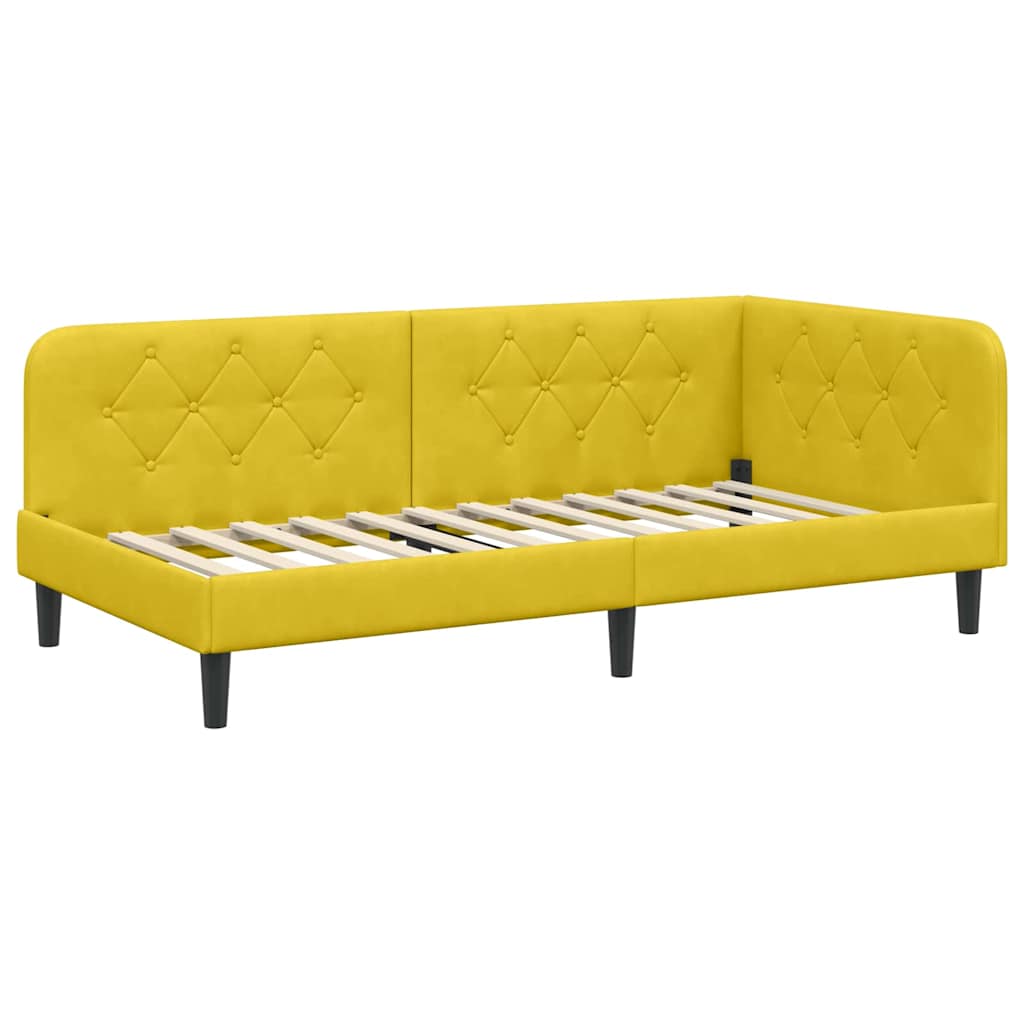 Cadre de lit d'angle Jaune 100 x 200 cm Velours - XIOS