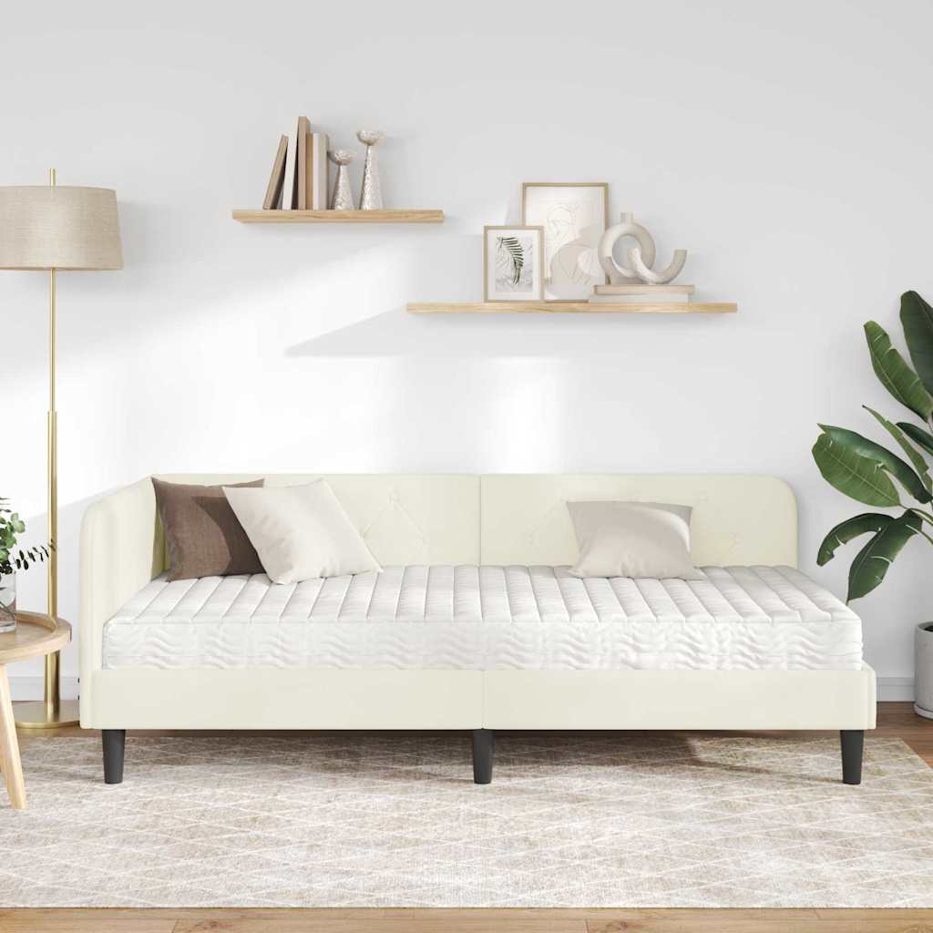 Cadre de lit d'angle Crème 100 x 200 cm Velours - XIOS