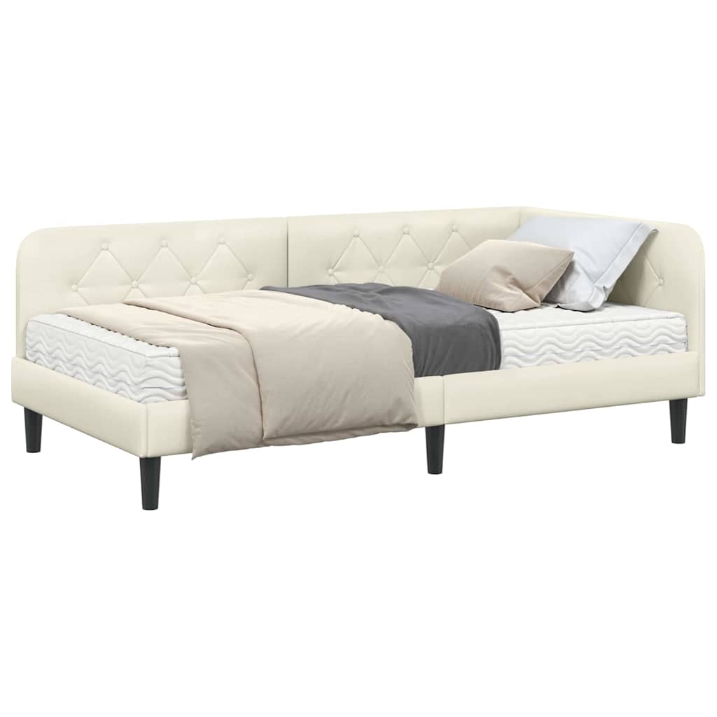 Cadre de lit d'angle Crème 100 x 200 cm Velours - XIOS