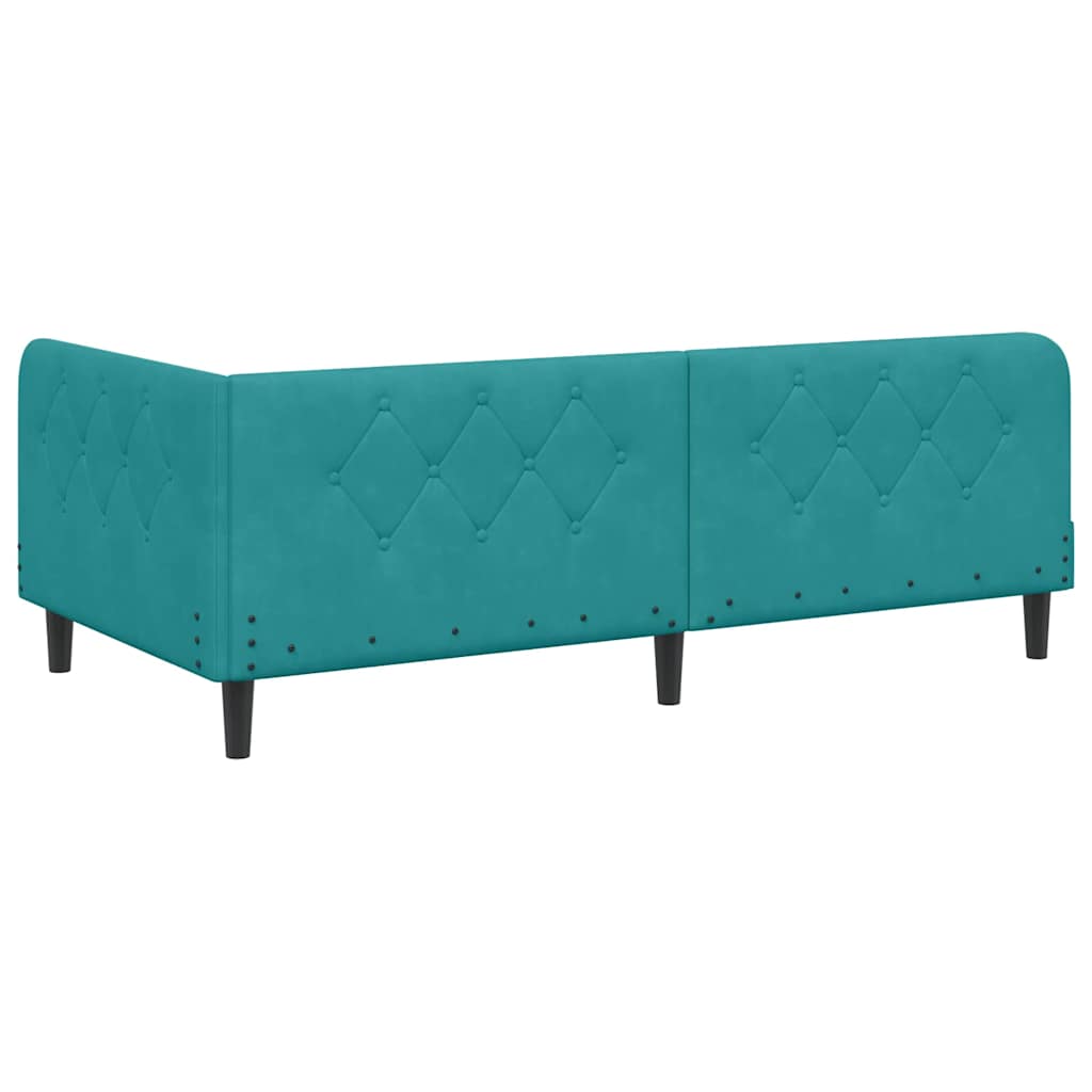 Cadre de lit d'angle Turquoise 100 x 200 cm Velours - XIOS