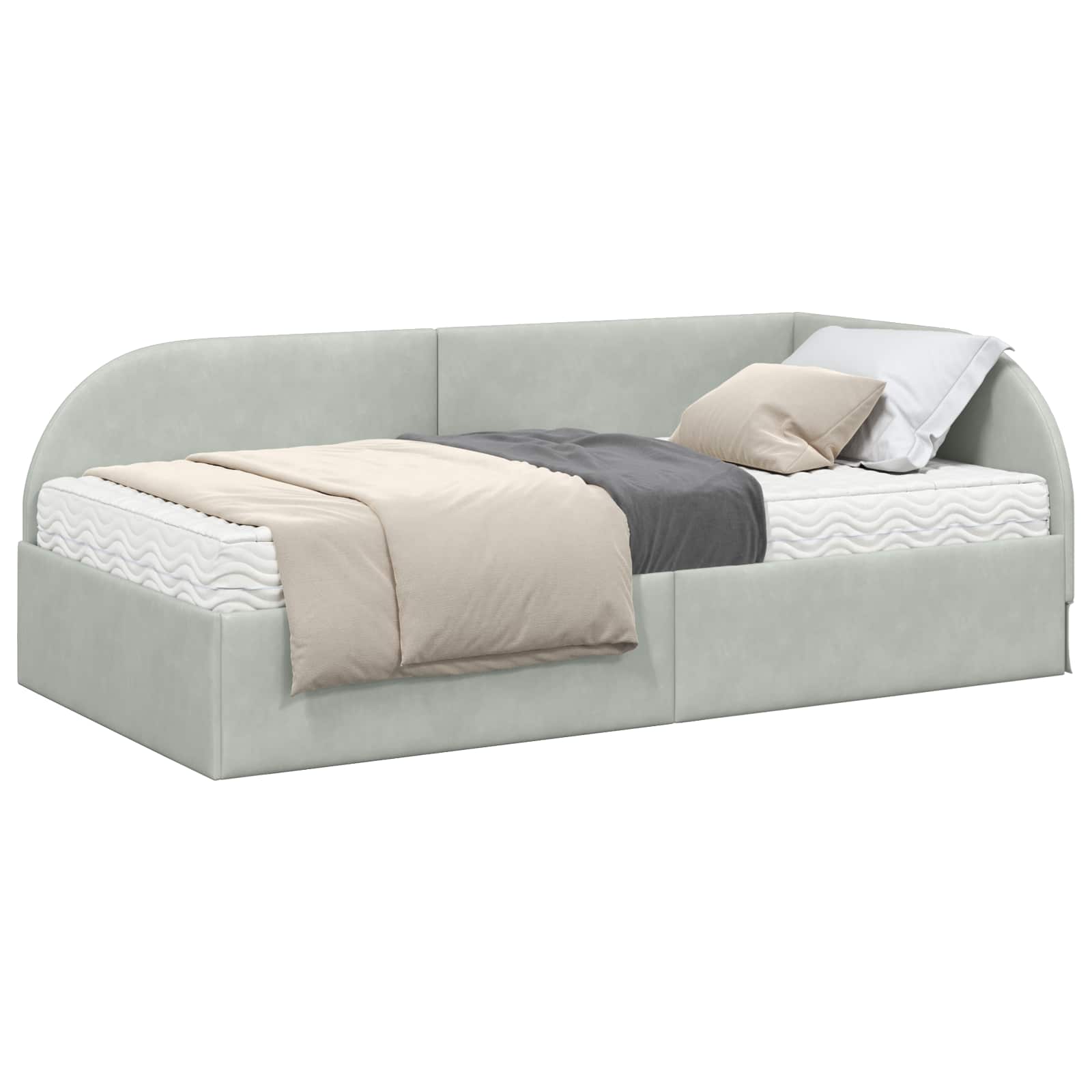 Cadre de lit d'angle avec matelas 2 pcs Gris clair Velours - XIOS