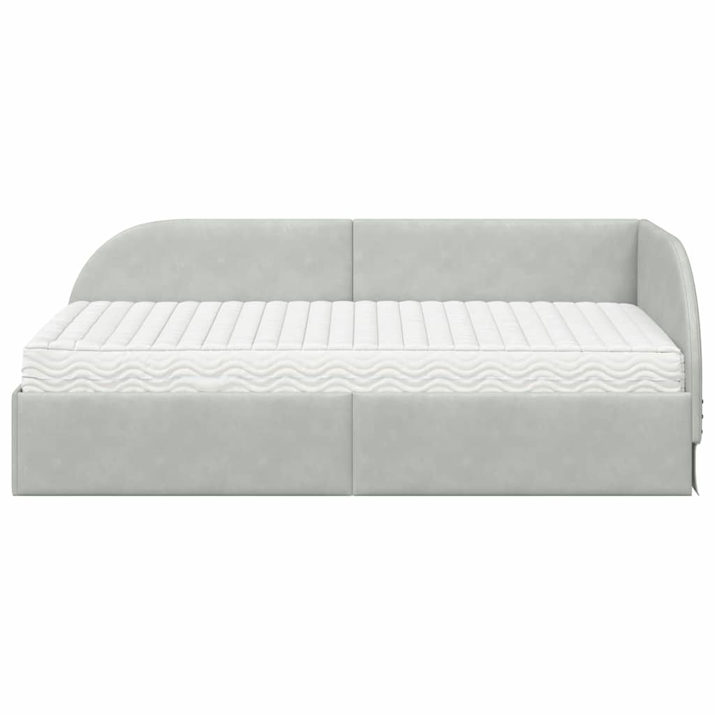 Cadre de lit d'angle avec matelas 2 pcs Gris clair Velours - XIOS