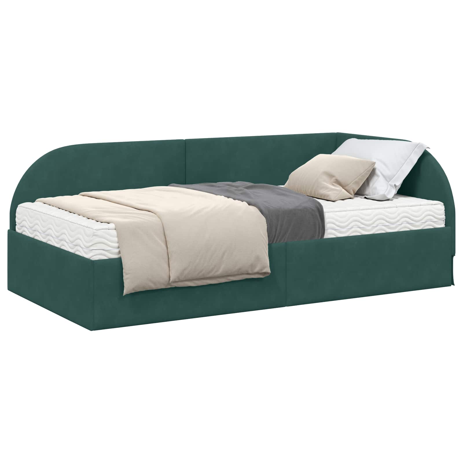 Cadre de lit d'angle avec matelas 2 pcs Vert Velours - XIOS