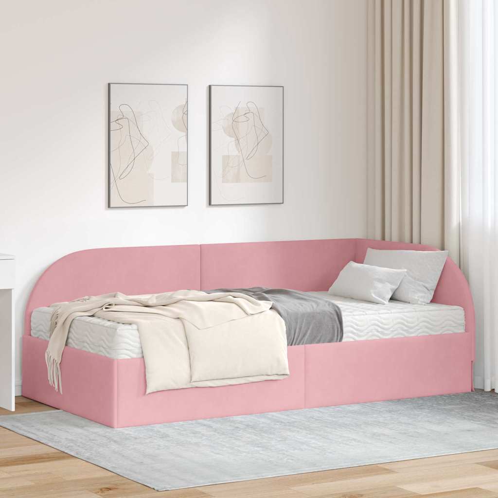 Cadre de lit d'angle avec matelas 2 pcs Gris Velours - XIOS