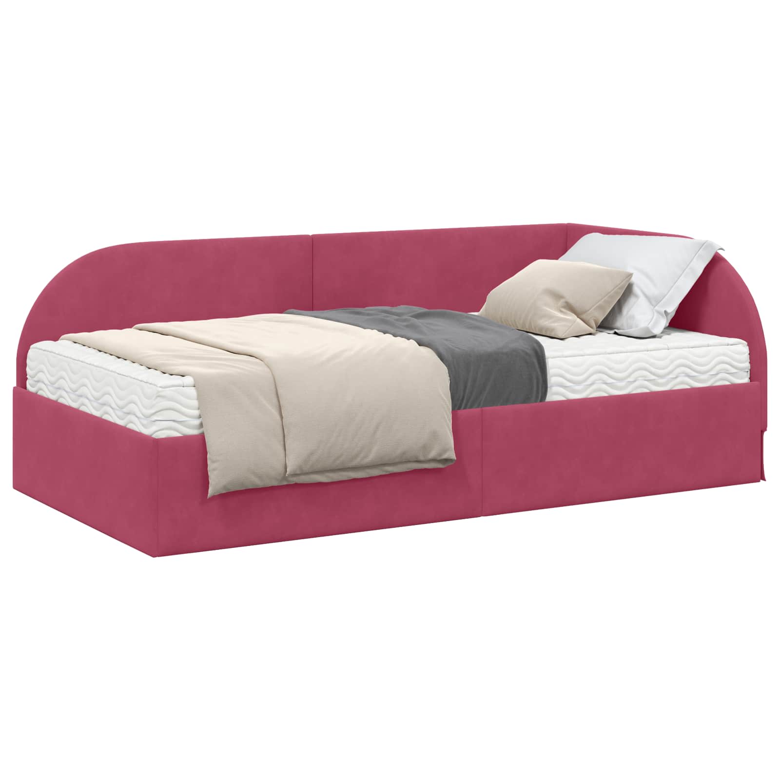 Cadre de lit d'angle avec matelas 2 pcs Vert Velours - XIOS