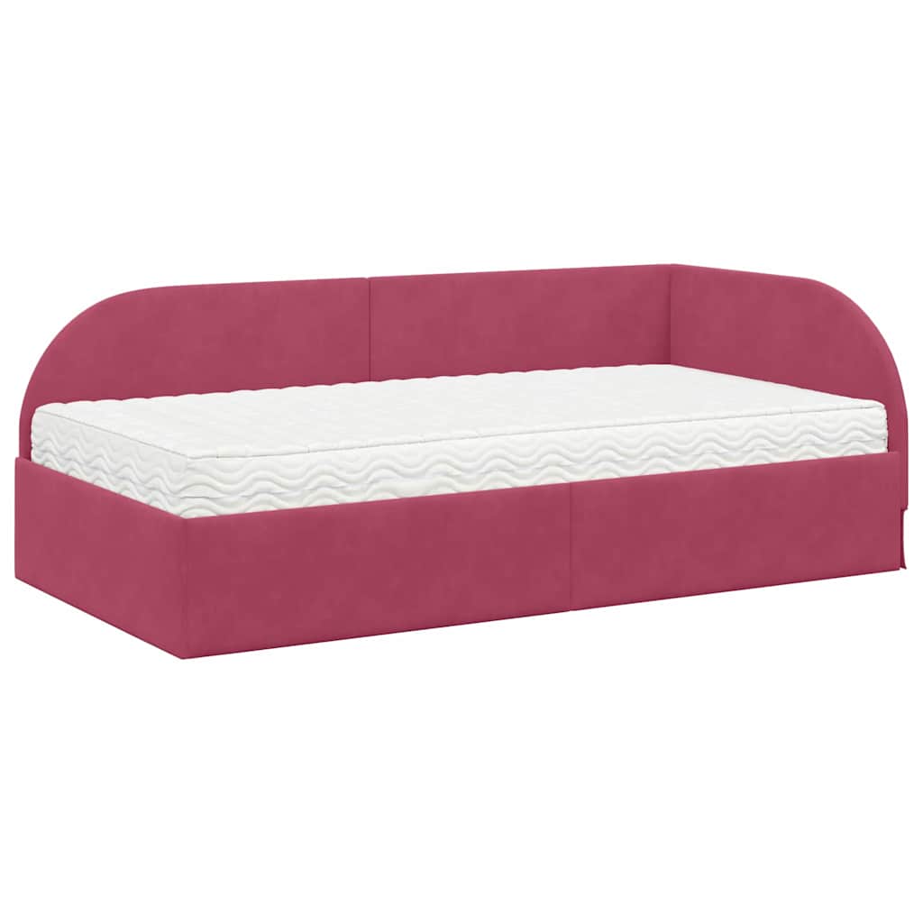 Cadre de lit d'angle avec matelas 2 pcs Vert Velours - XIOS