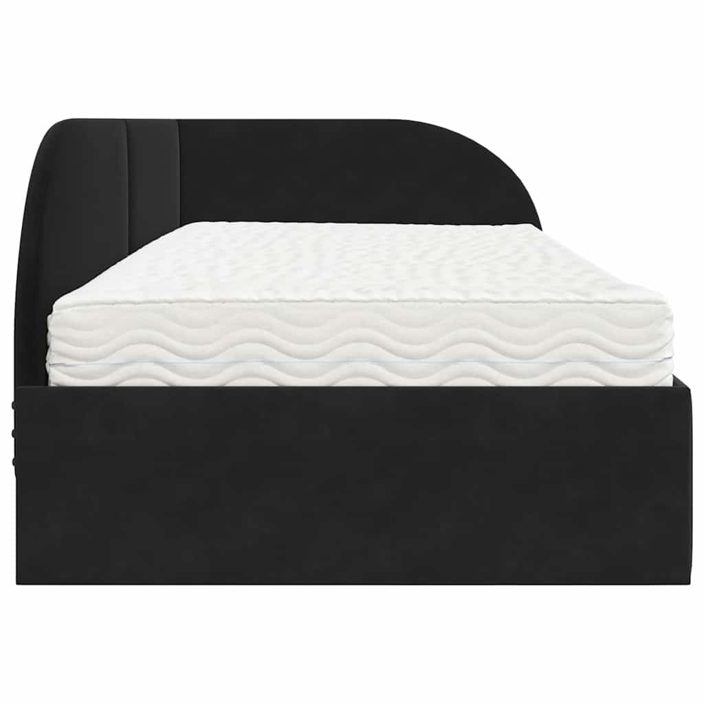 Cadre de lit d'angle avec matelas 2 pcs Noir Velours - XIOS