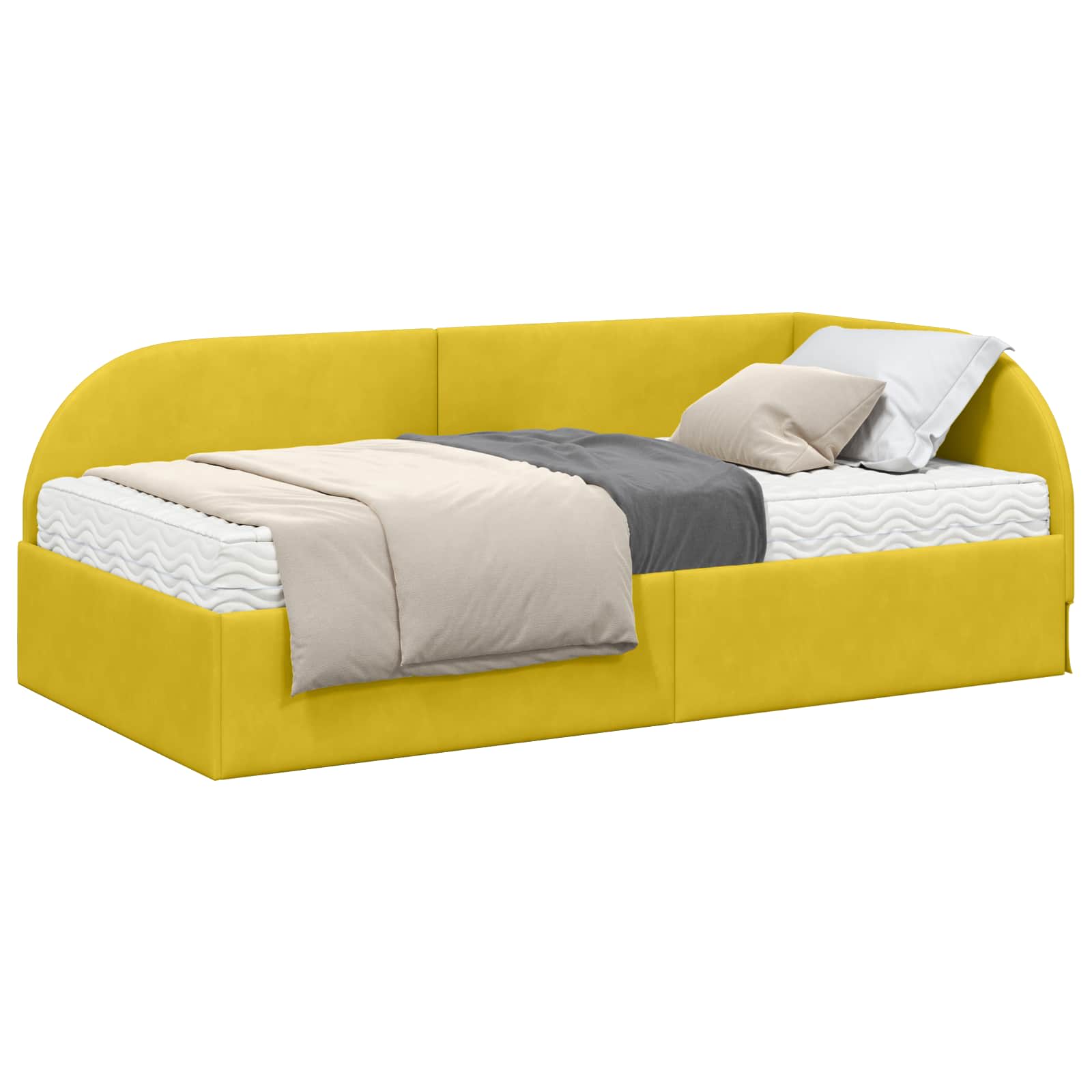 Cadre de lit d'angle avec matelas 2 pcs Jaune Velours - XIOS