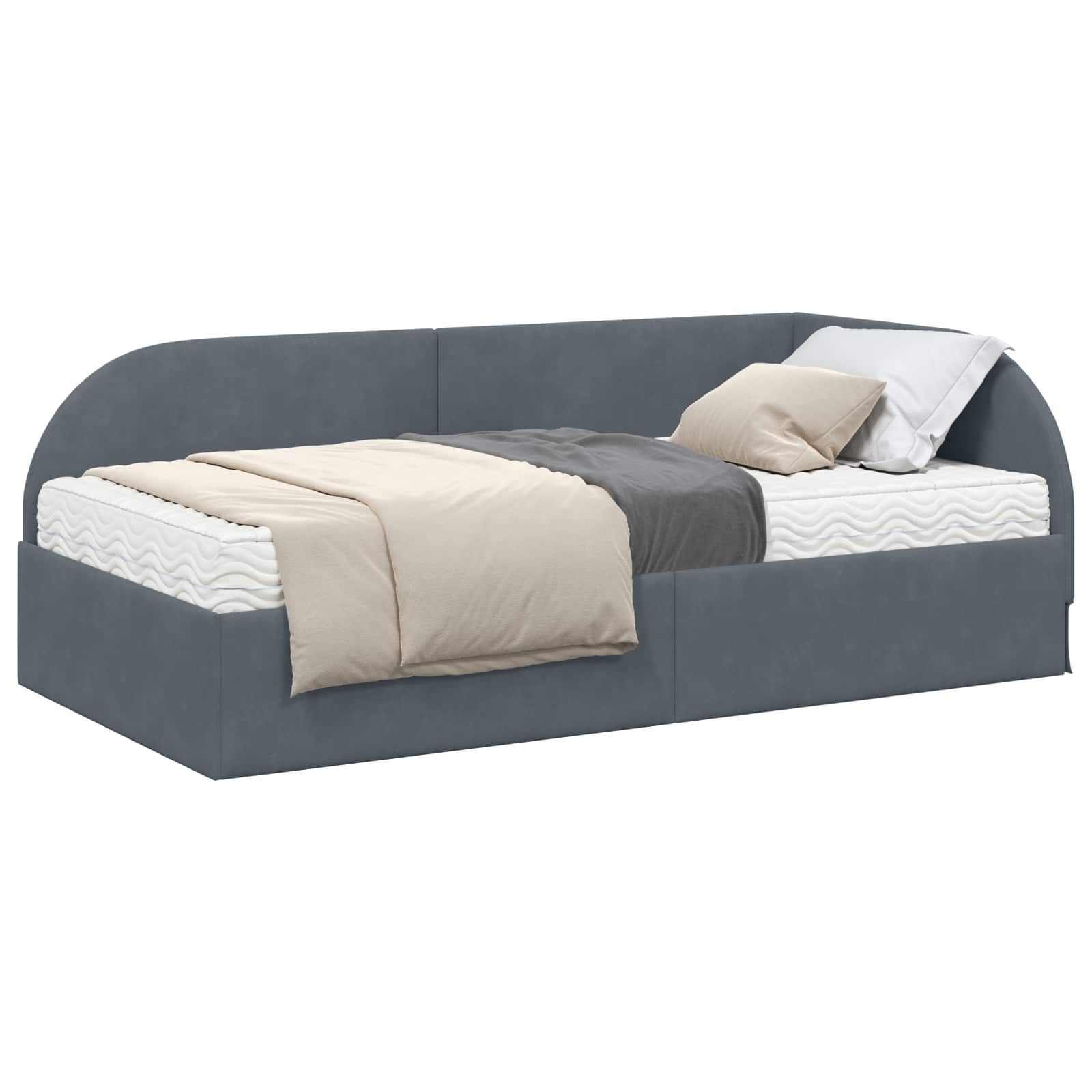 Cadre de lit d'angle avec matelas 2 pc Gris Velours