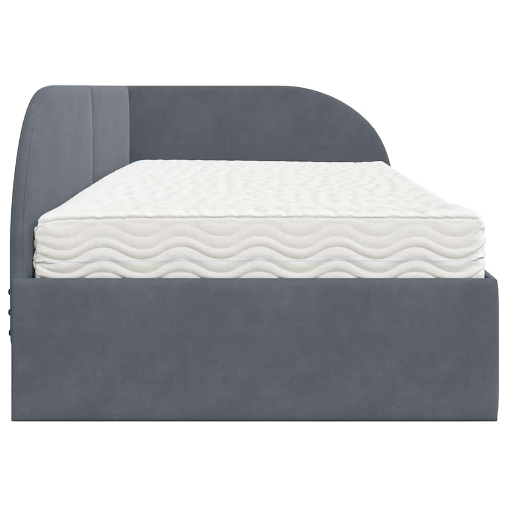 Cadre de lit d'angle avec matelas 2 pc Gris Velours