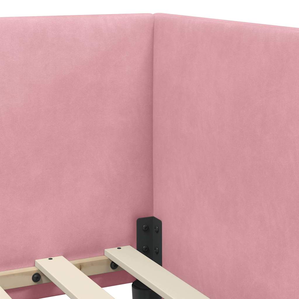 Cadre de lit d'angle avec matelas 2 pcs Rose Velours