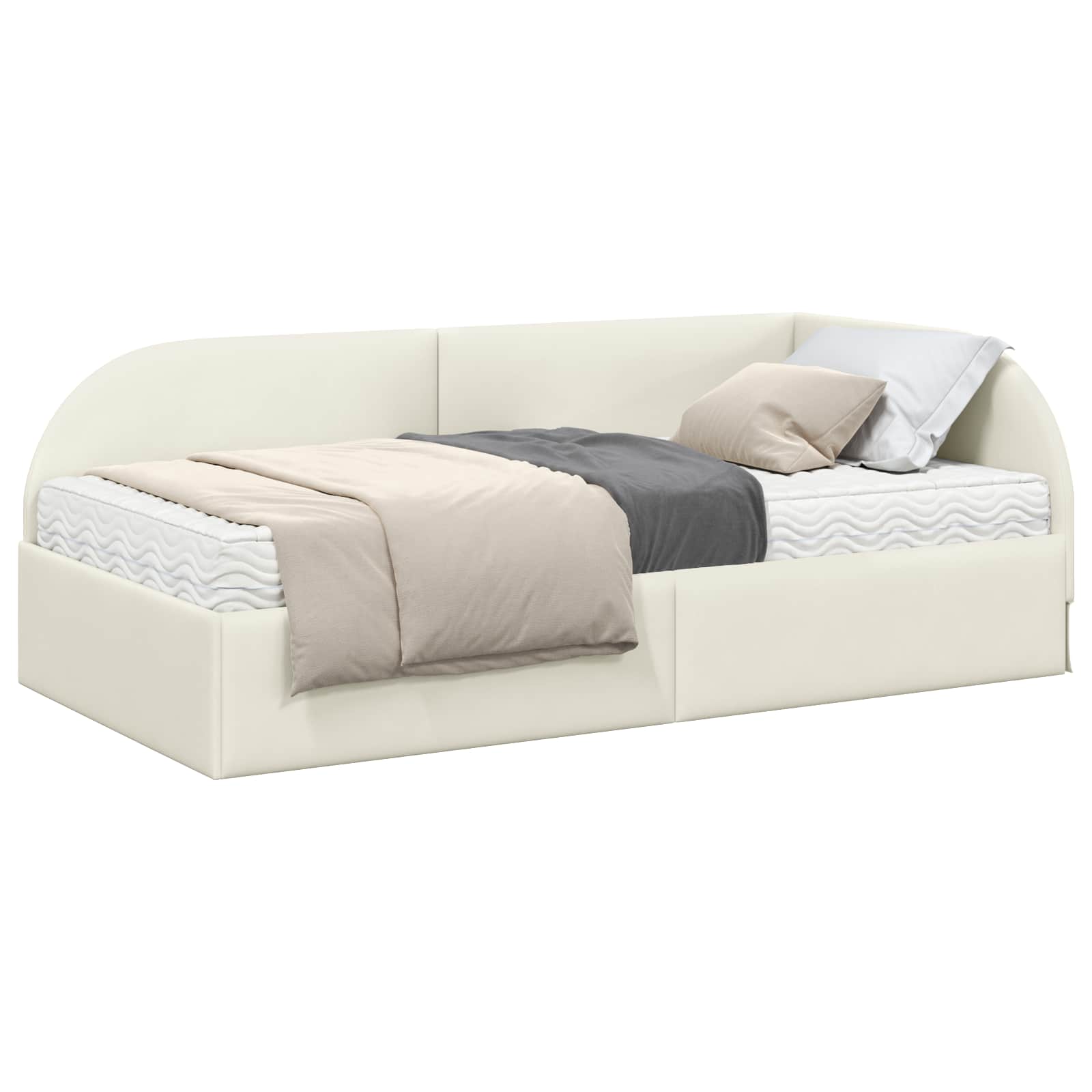 Cadre de lit d'angle avec matelas 2 pcs Crème Velours - XIOS