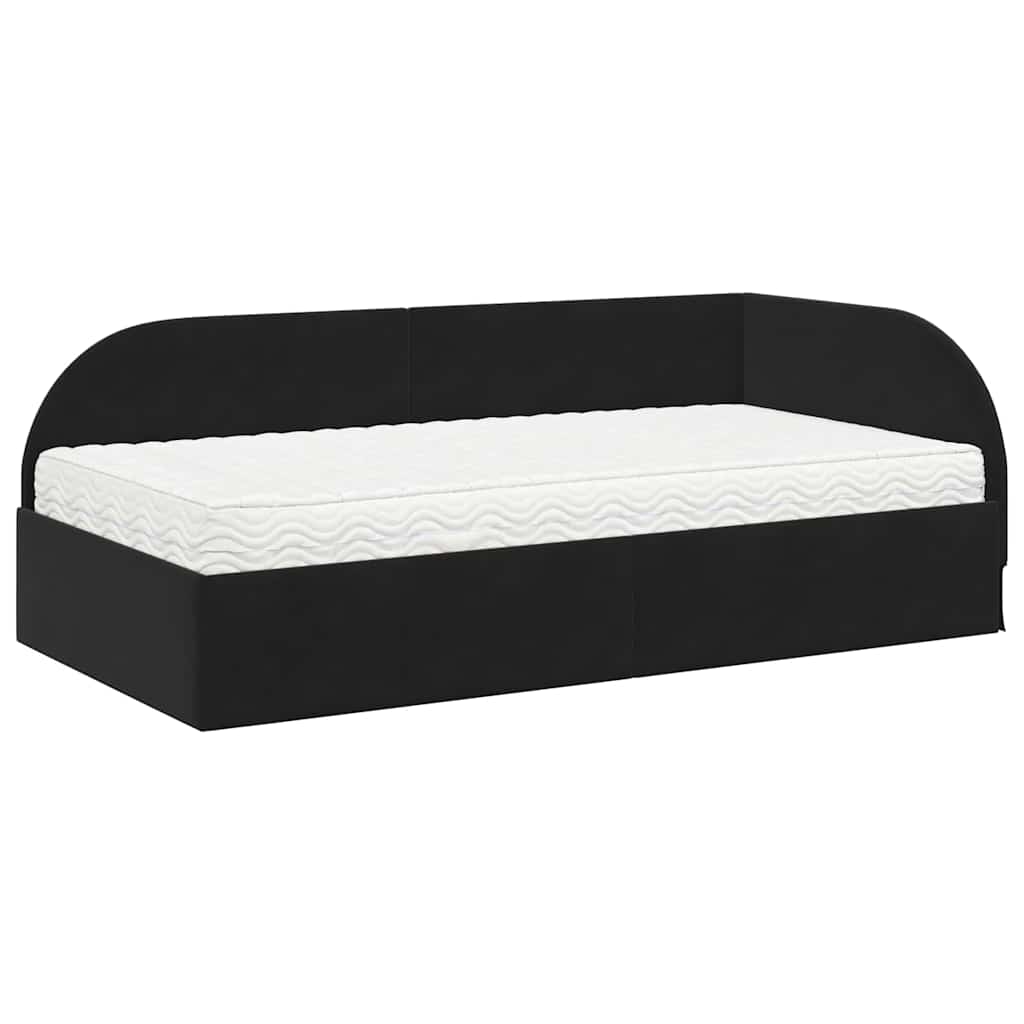 Cadre de lit d'angle avec matelas 2 pcs Noir Velours - XIOS