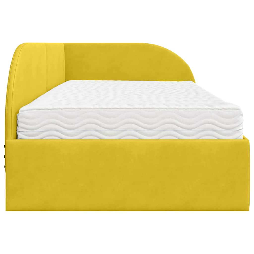 Cadre de lit d'angle avec matelas 2 pcs Jaune Velours - XIOS
