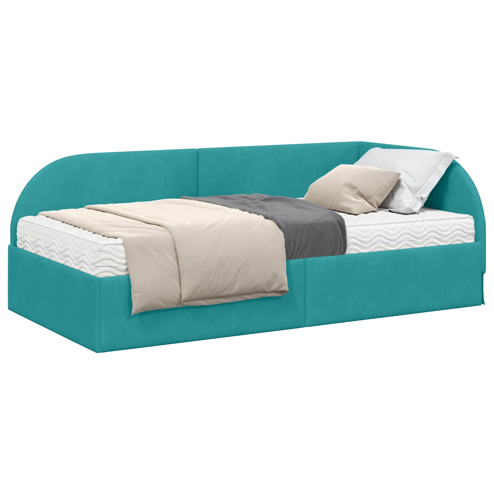 Cadre de lit d'angle avec matelas 2 pcs Turquoise Velours - XIOS