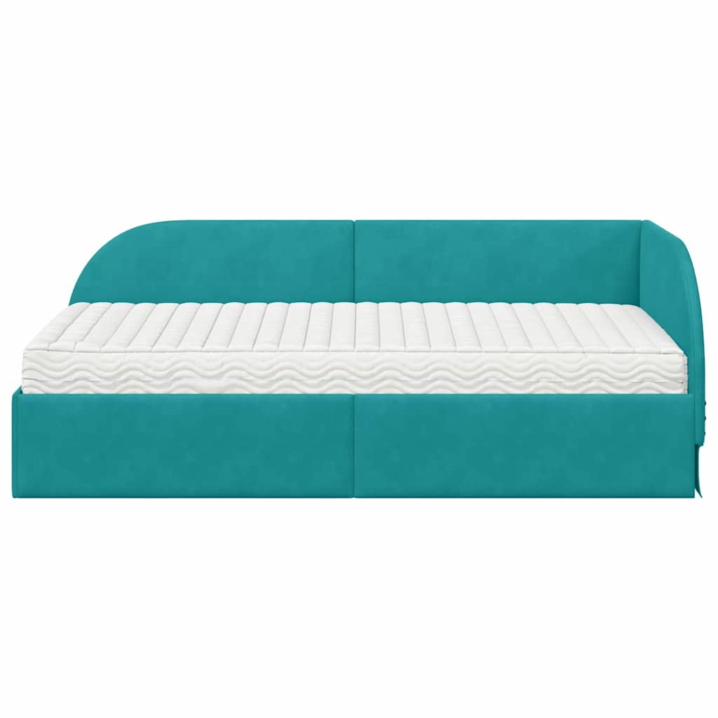 Cadre de lit d'angle avec matelas 2 pcs Turquoise Velours - XIOS
