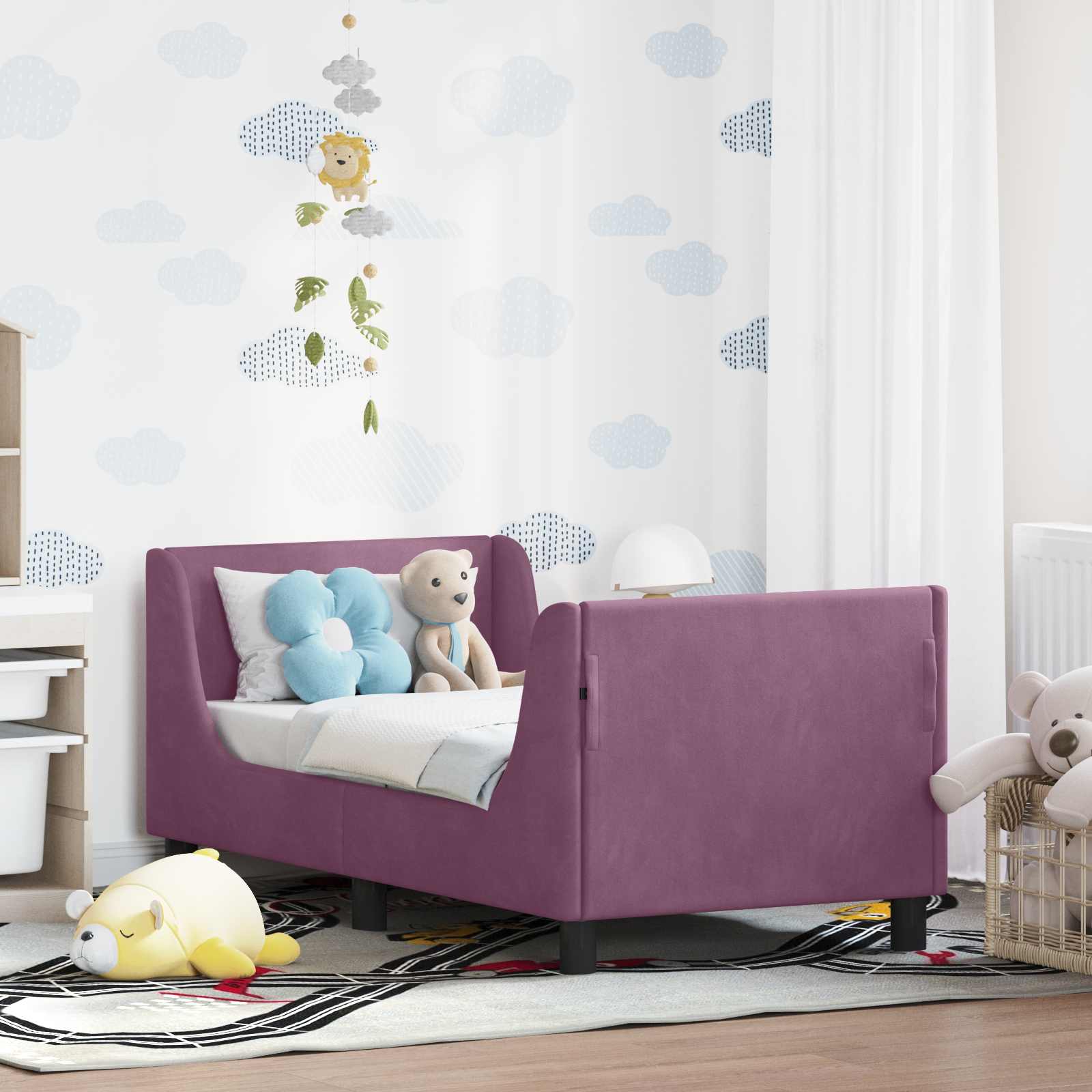 Cadre de lit pour tout-petit avec tête de lit Violet - XIOS