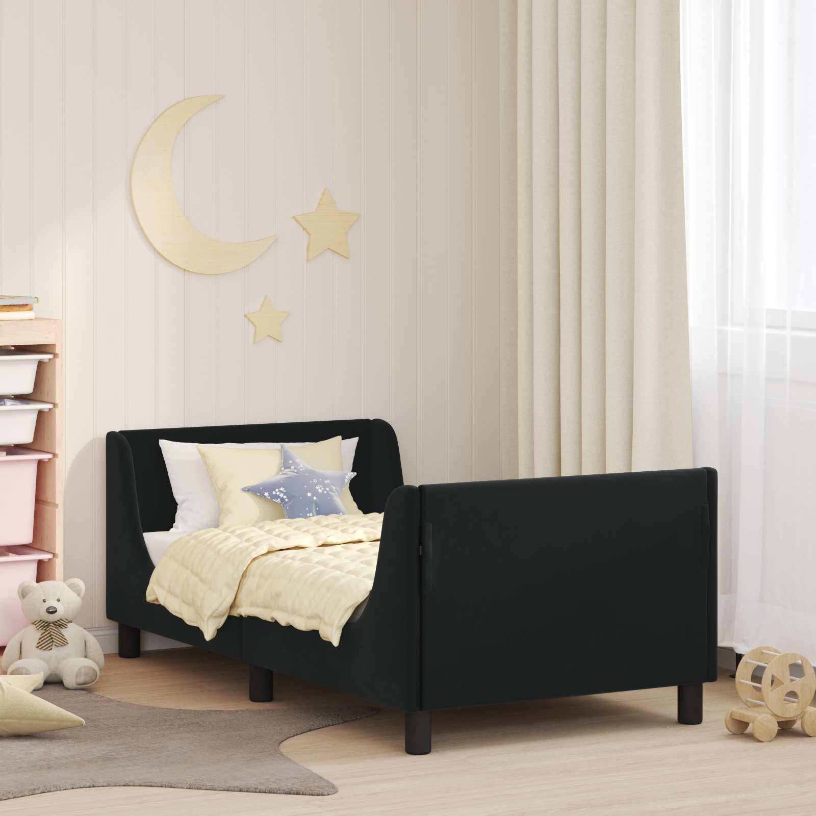 Cadre de lit pour enfants avec tête de lit Noir 80 x 160 cm - XIOS