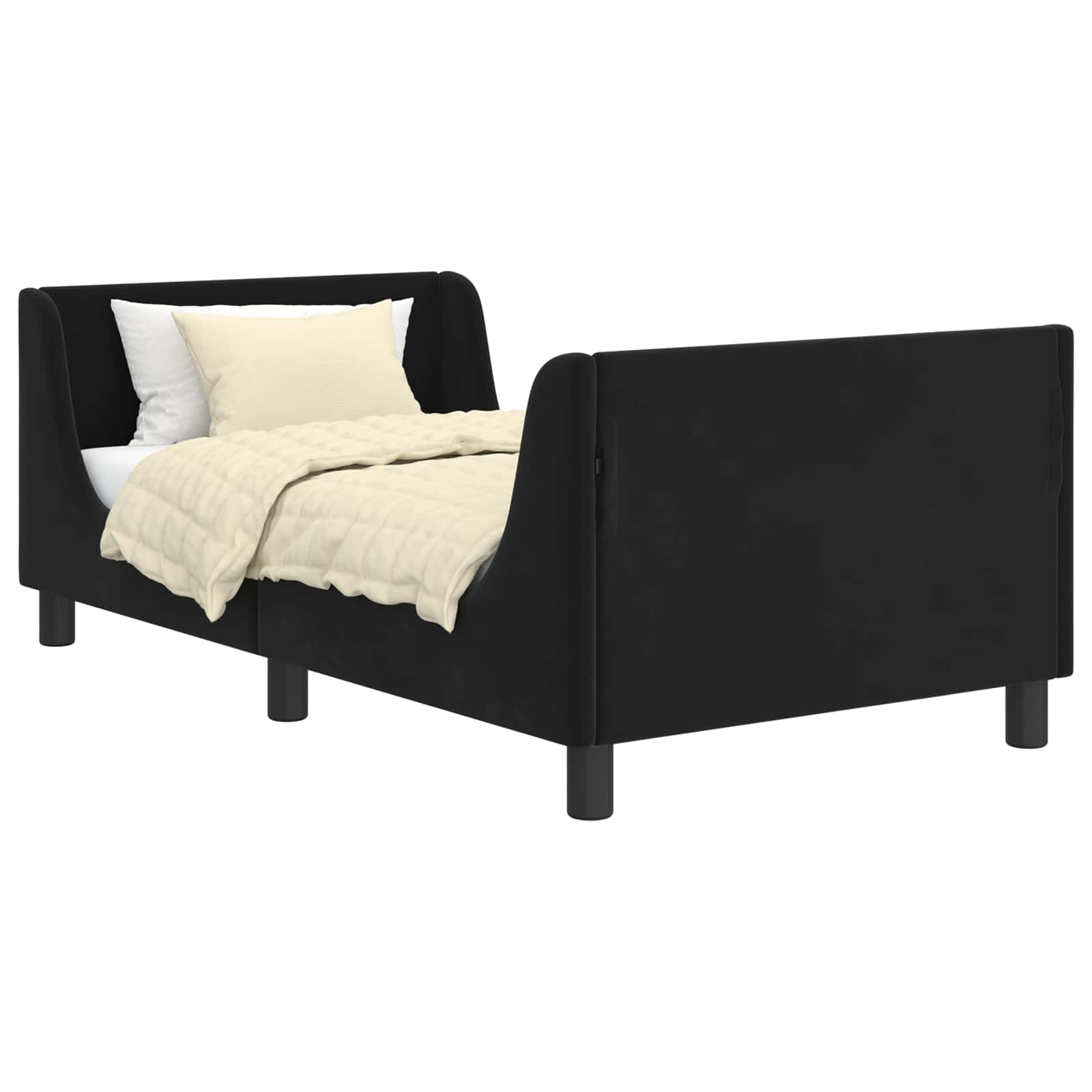 Cadre de lit pour enfants avec tête de lit Noir 80 x 160 cm - XIOS