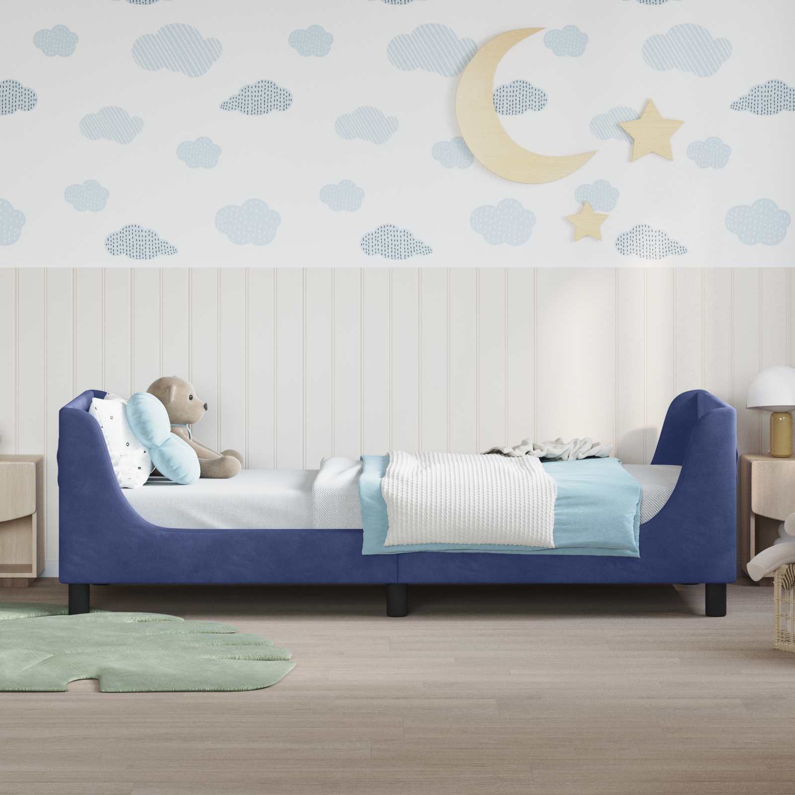 Cadre de lit pour enfants avec tête de lit Bleu police - XIOS