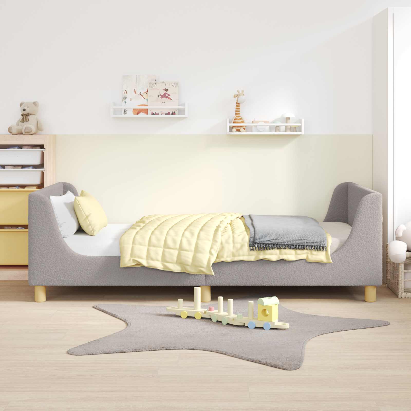 Cadre de lit pour enfants avec tête de lit Gris clair 90x190 cm