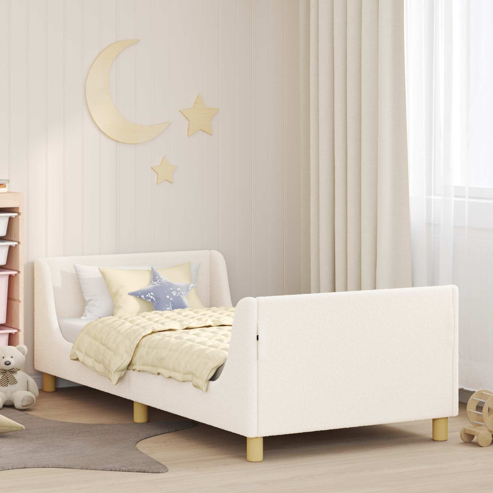 Cadre de lit pour enfants avec tête de lit Crème 90 x 200 cm - XIOS