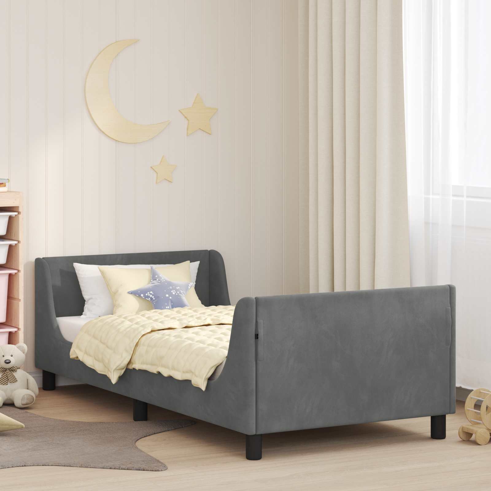Cadre de lit pour enfants avec tête de lit Gris foncé - XIOS