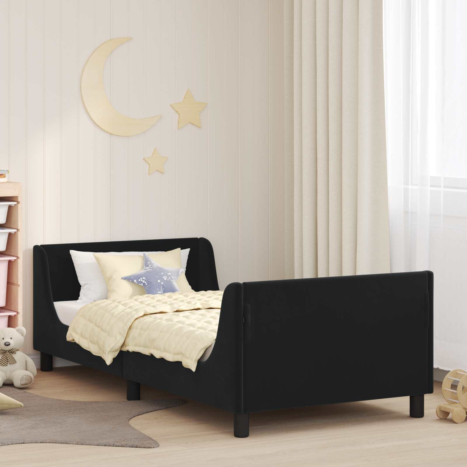 Cadre de lit pour enfants avec tête de lit Noir 90 x 200 cm - XIOS