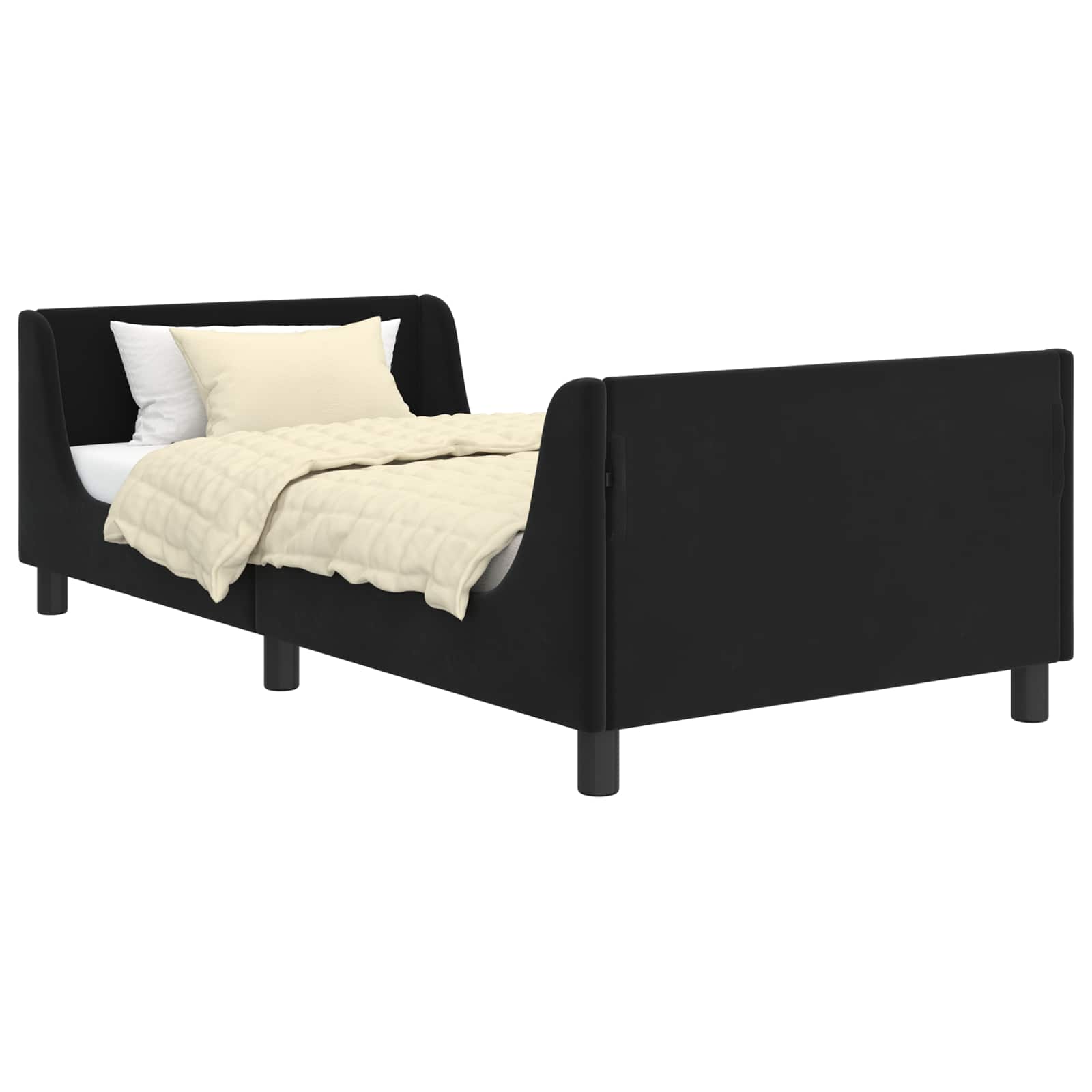 Cadre de lit pour enfants avec tête de lit Noir 90 x 200 cm - XIOS