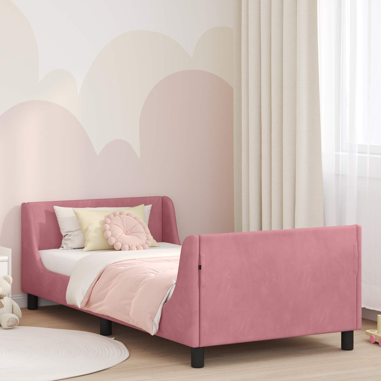 Cadre de lit pour enfants avec tête de lit Rose 90 x 200 cm - XIOS