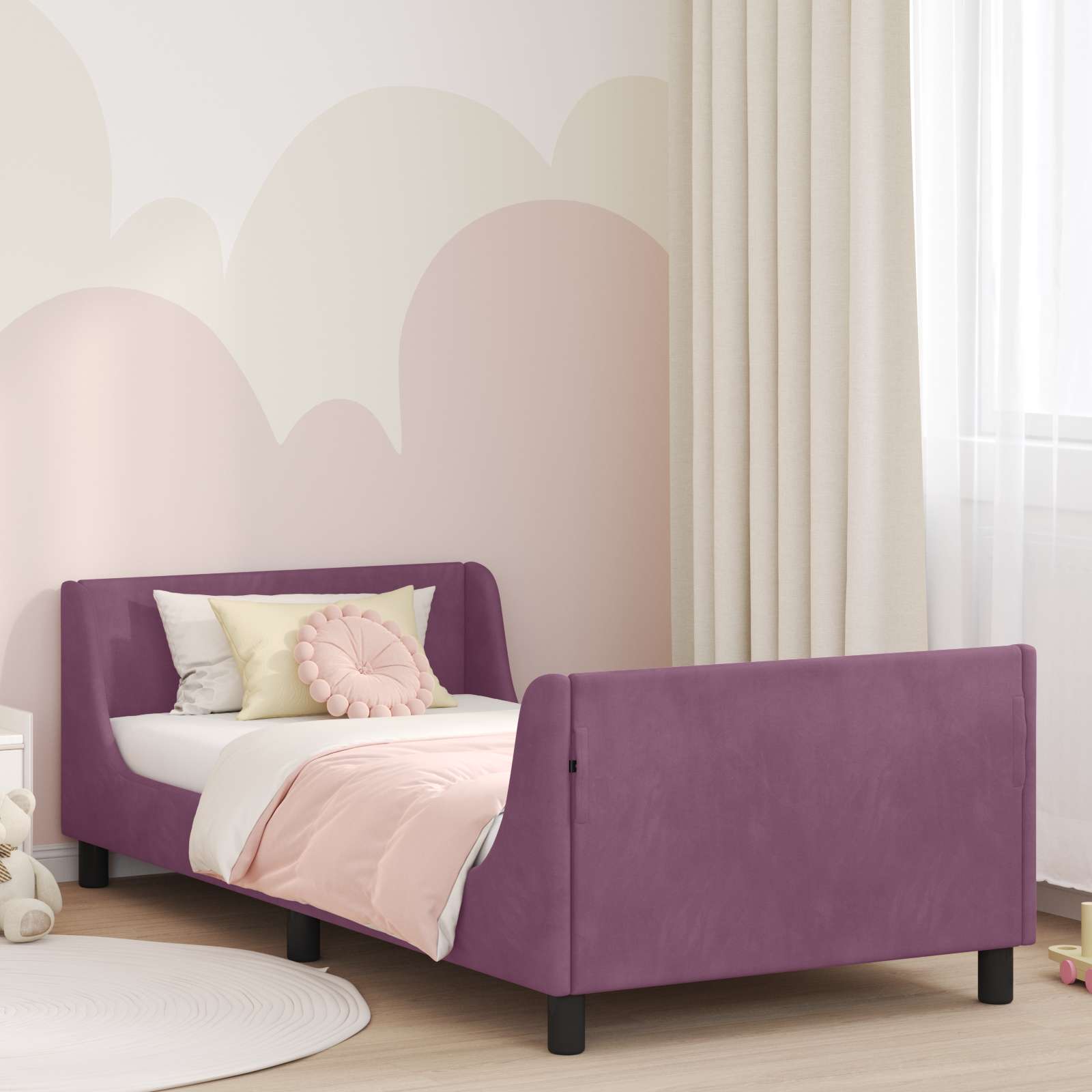 Cadre de lit pour enfants avec tête de lit Pourpre 90 x 200 cm