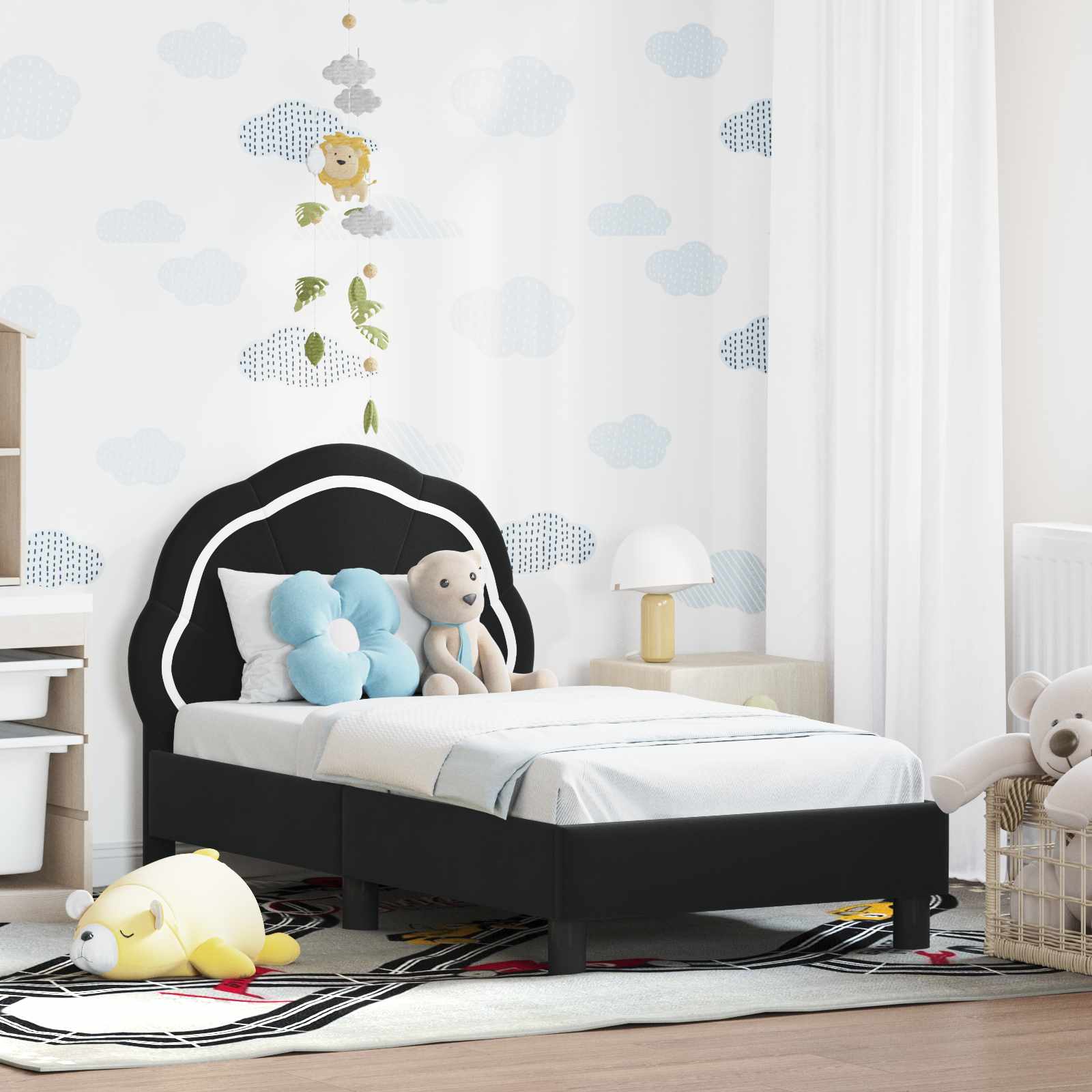 Cadre de lit pour tout-petit avec tête de lit Noir 70 x 140 cm - XIOS