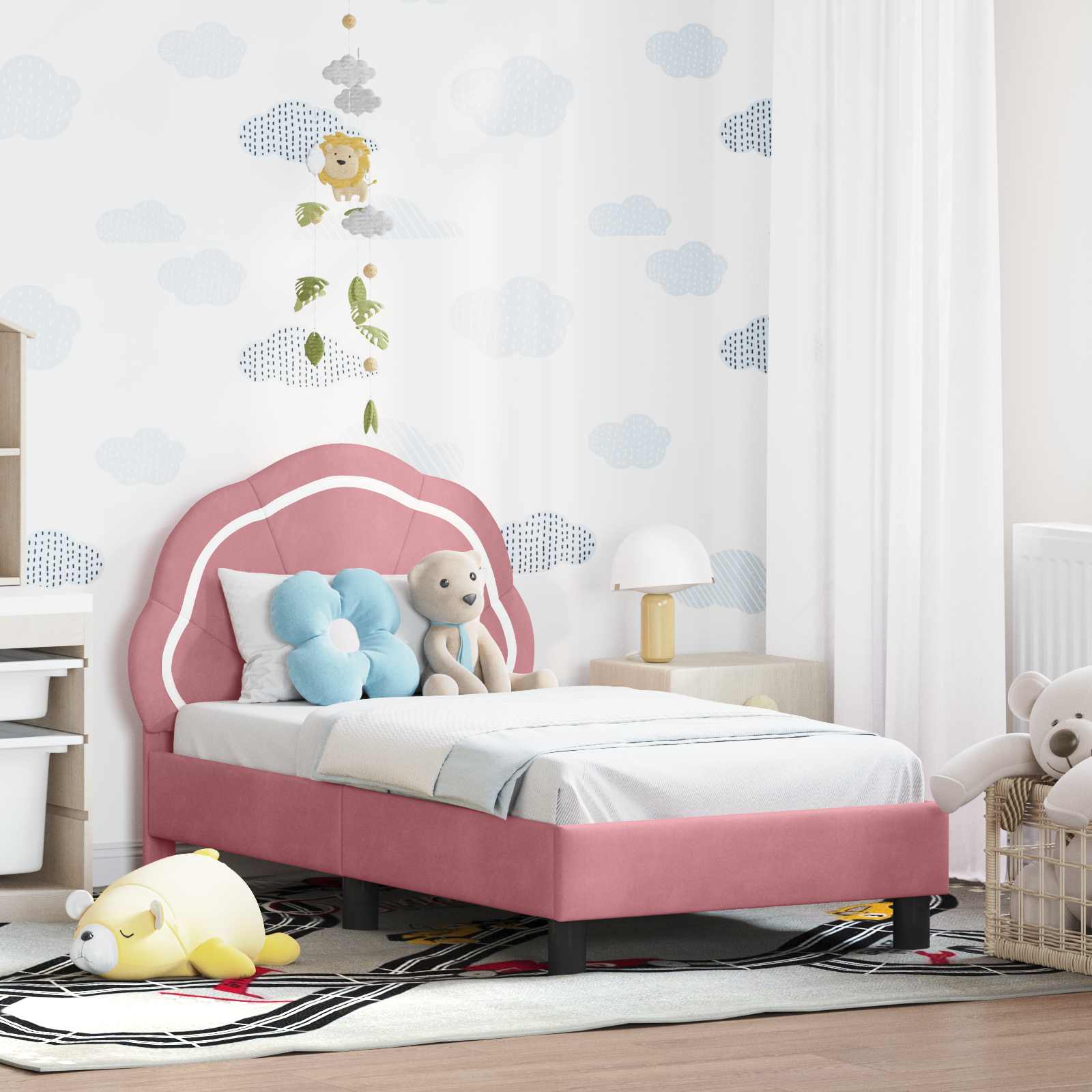 Cadre de lit pour tout-petit avec tête de lit Rose 70 x 140 cm - XIOS