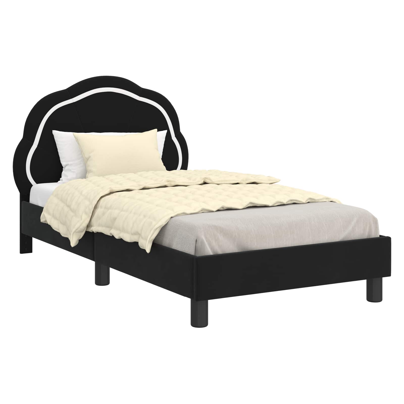 Cadre de lit pour enfants avec tête de lit Noir 80 x 160 cm - XIOS