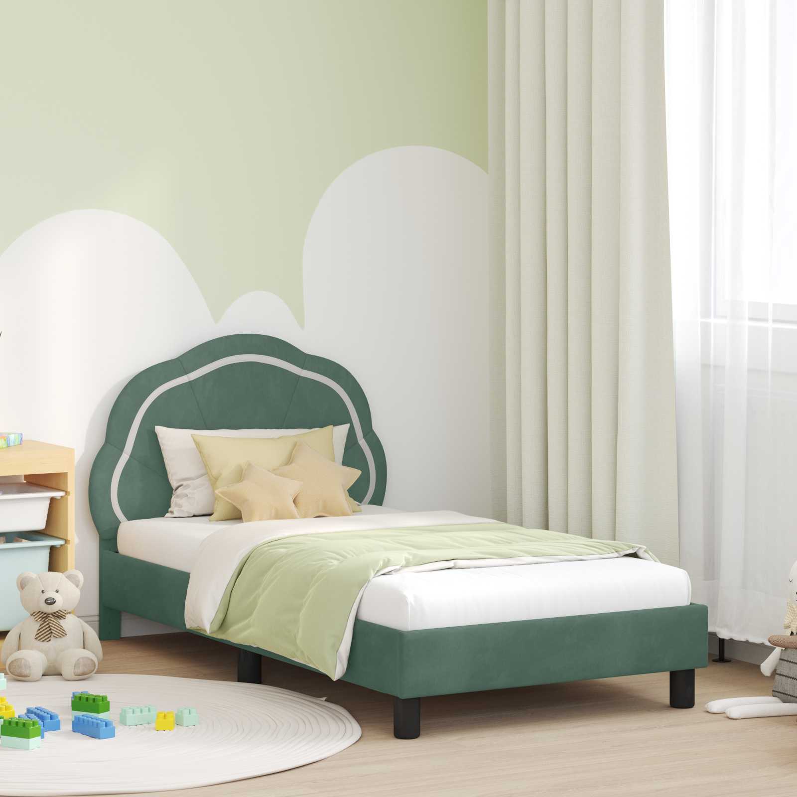 Cadre de lit pour enfants avec tête de lit Vert Mer 80 x 160 cm - XIOS