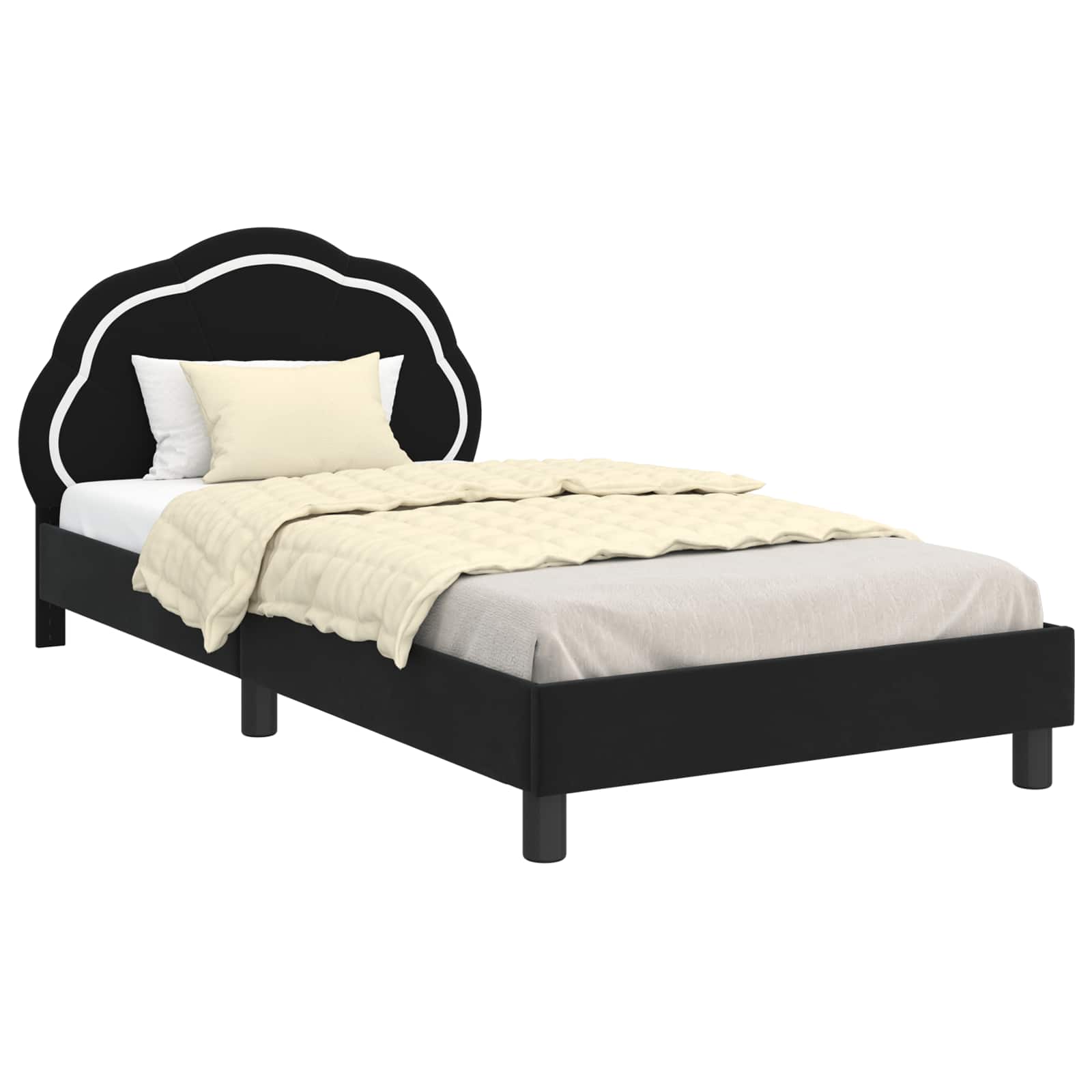 Cadre de lit pour enfants avec tête de lit Noir 80 x 200 cm - XIOS