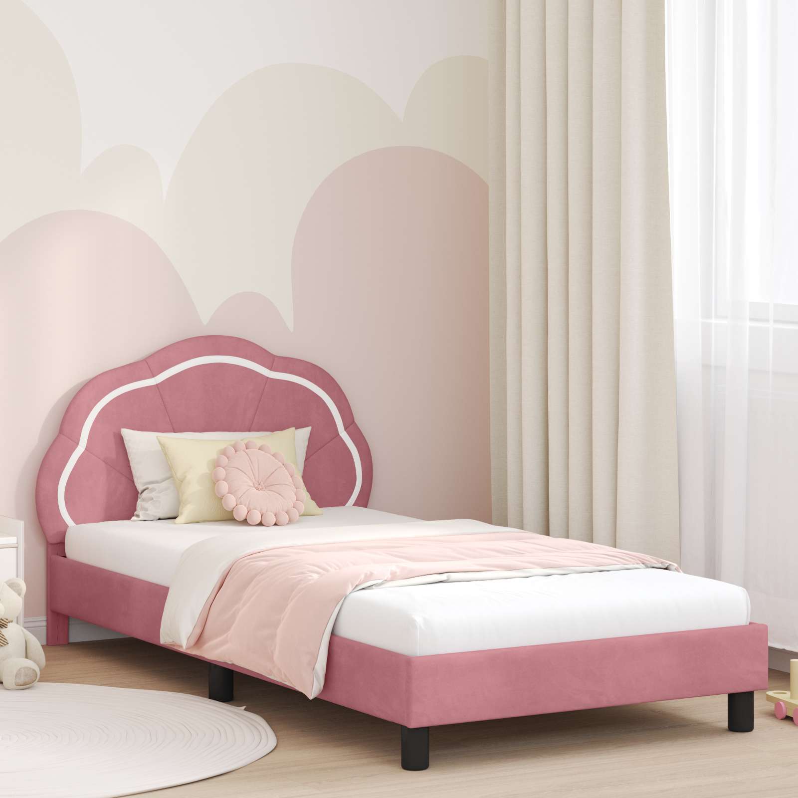 Cadre de lit pour enfants avec tête de lit Rose 80 x 200 cm - XIOS