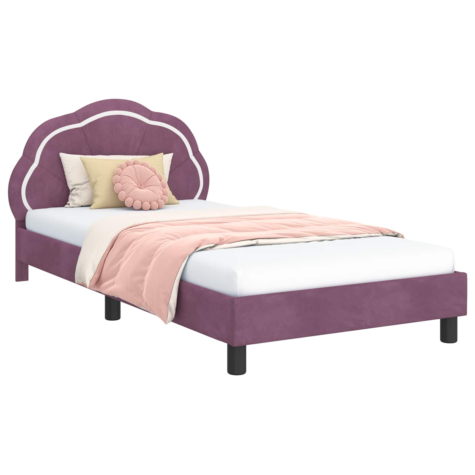 Cadre de lit pour enfants avec tête de lit Violet 80 x 200 cm - XIOS