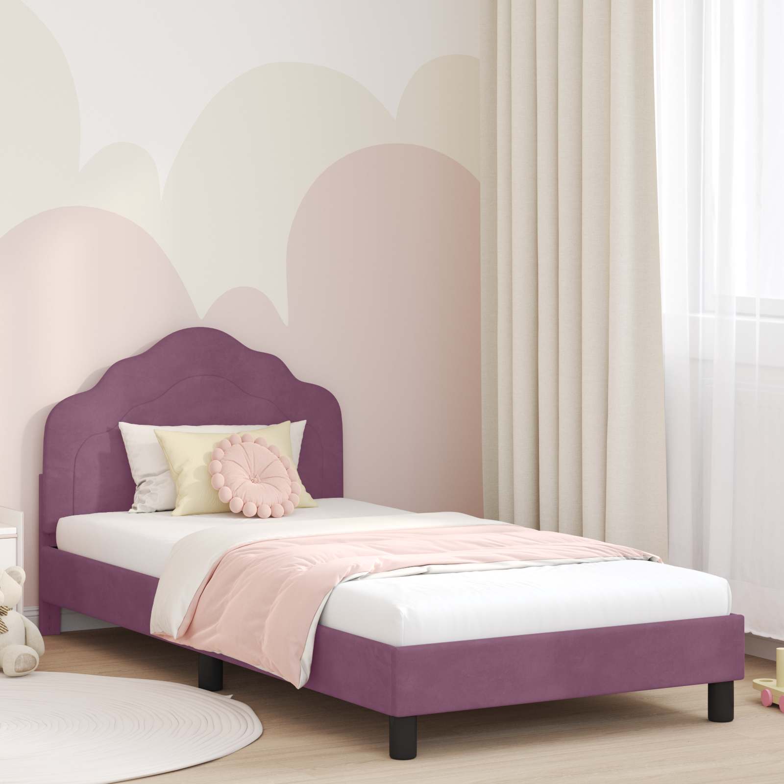 Cadre de lit pour enfants avec tête de lit Violet 80 x 200 cm - XIOS