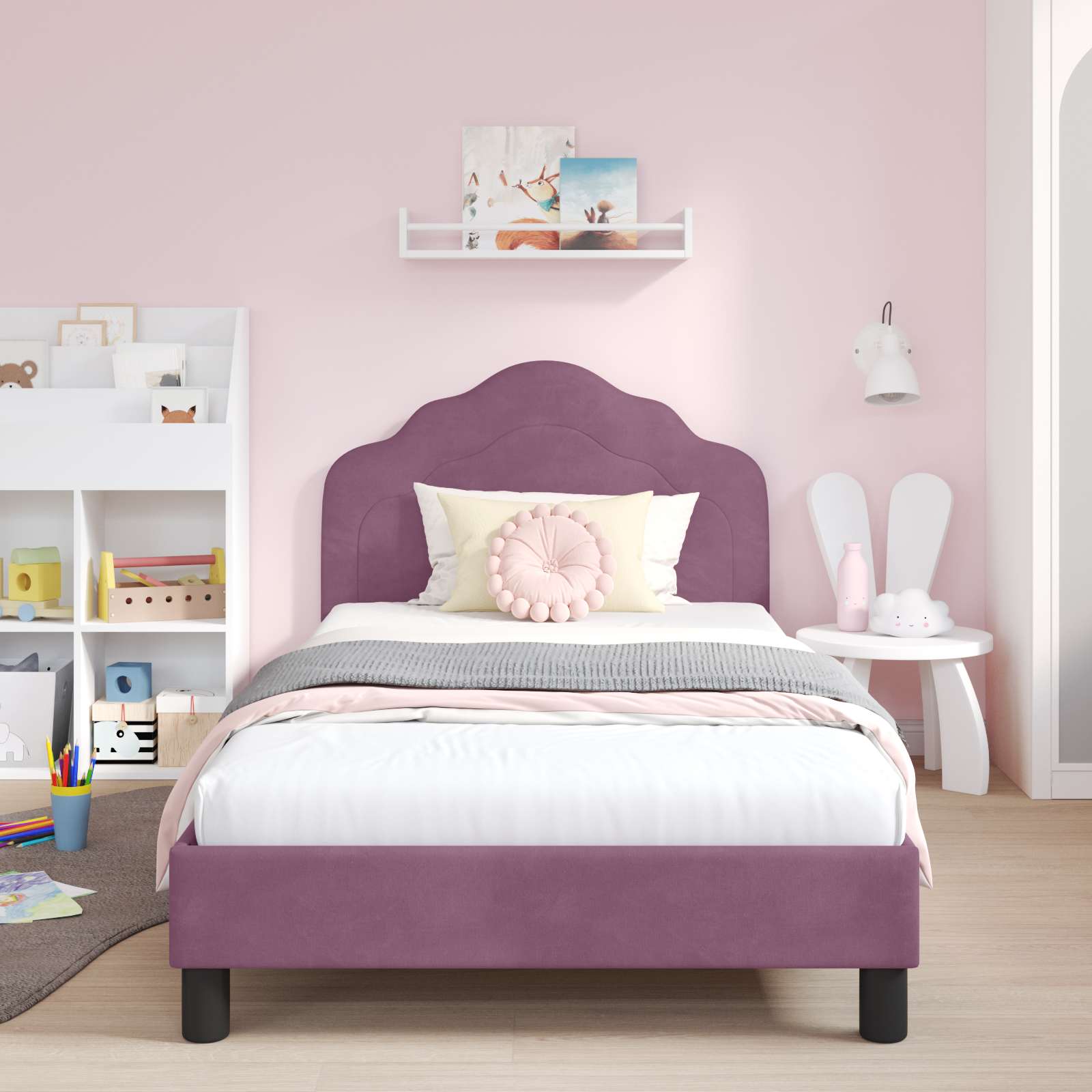 Cadre de lit pour enfants avec tête de lit Violet 80 x 200 cm - XIOS