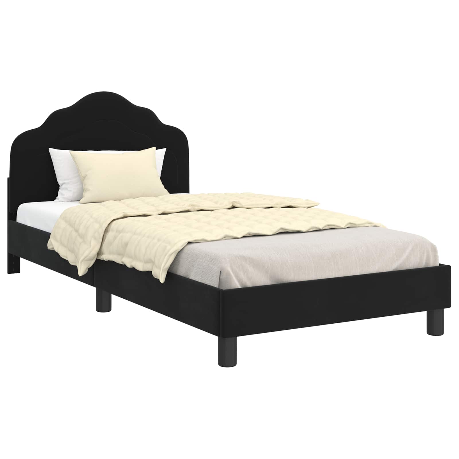 Cadre de lit pour enfants avec tête de lit Noir 90 x 200 cm - XIOS