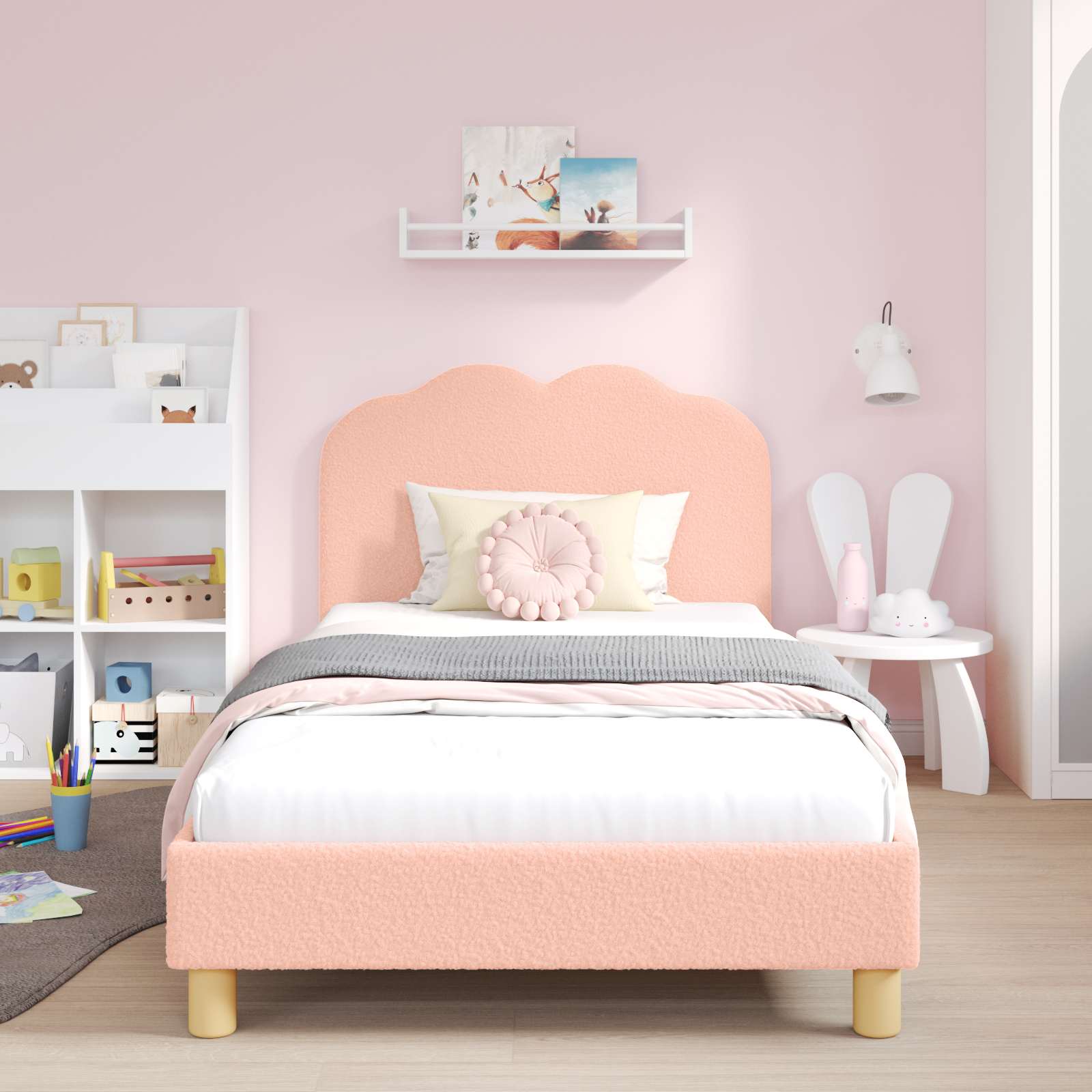 Cadre de lit pour enfants avec tête de lit Rose 90 x 200 cm - XIOS