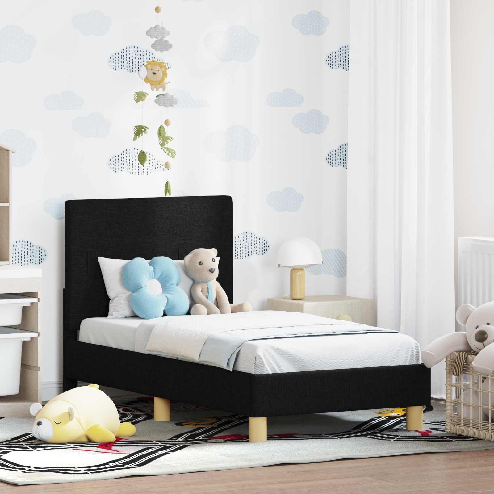 Cadre de lit pour tout-petit avec tête de lit Noir 70 x 140 cm - XIOS