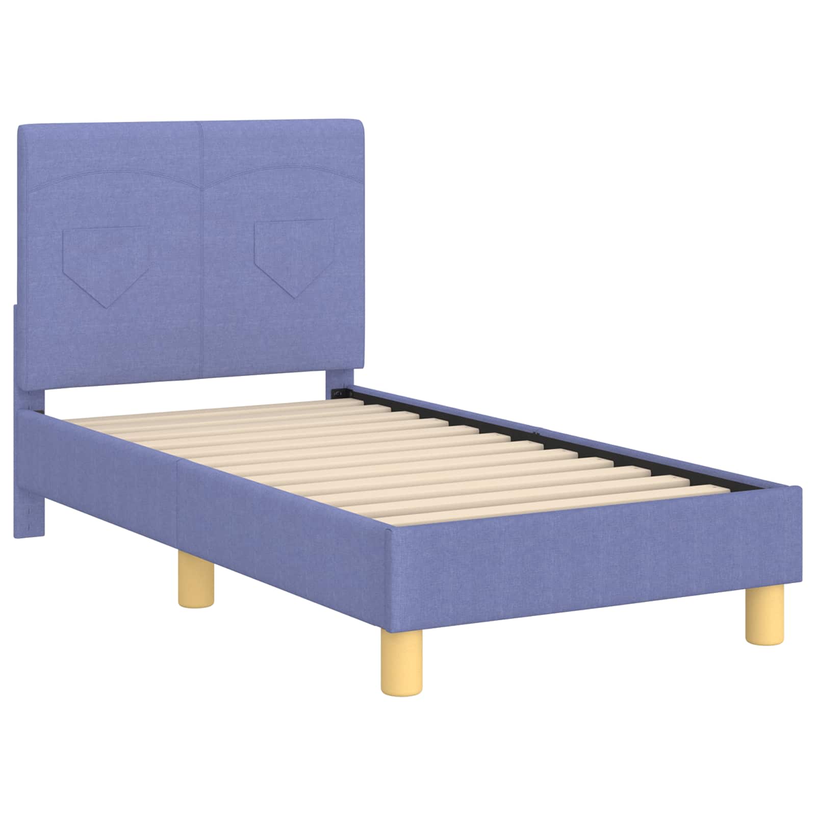 Cadre de lit pour tout-petit avec tête de lit Bleu denim tissu - XIOS