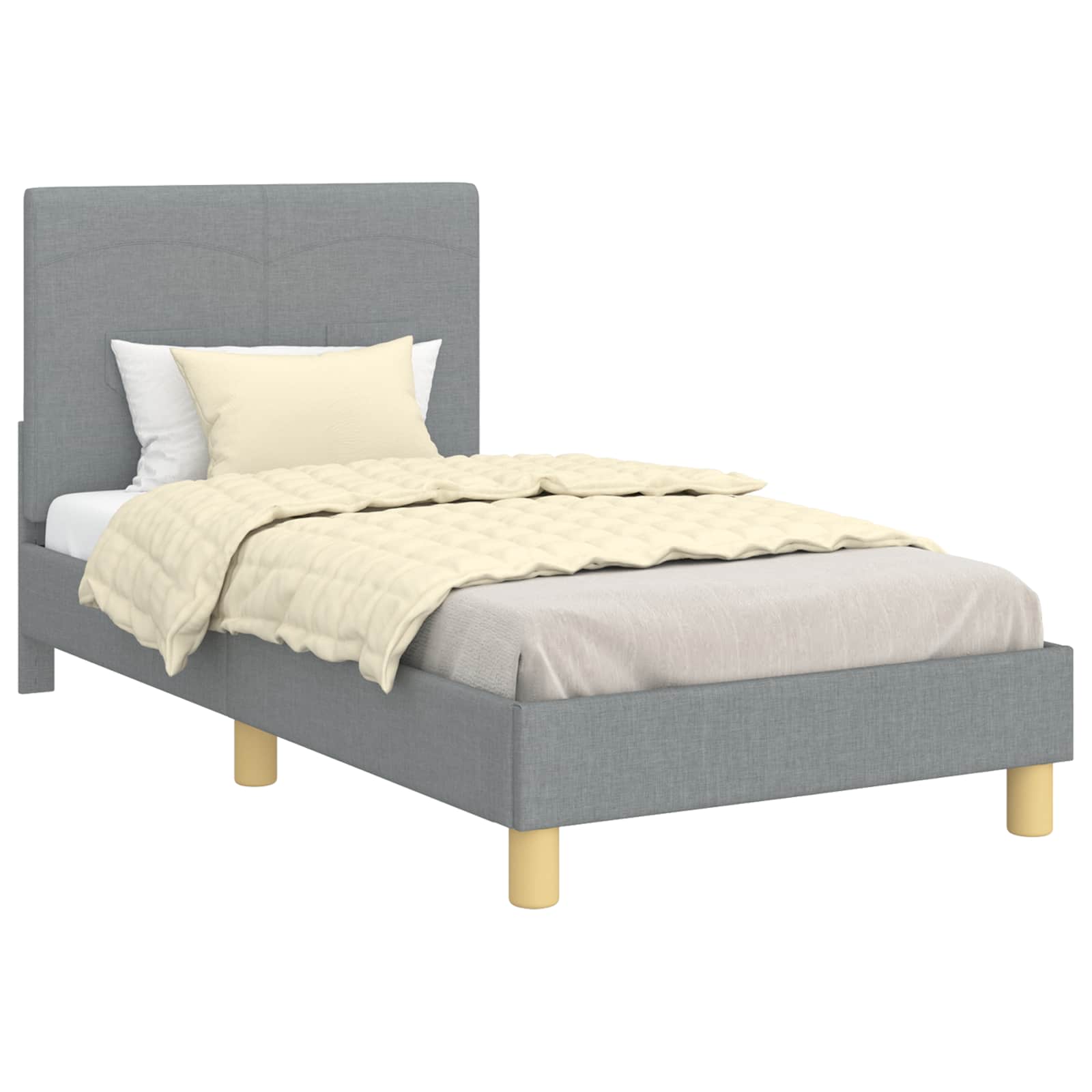 Cadre de lit pour enfants avec tête de lit Gris clair tissu - XIOS