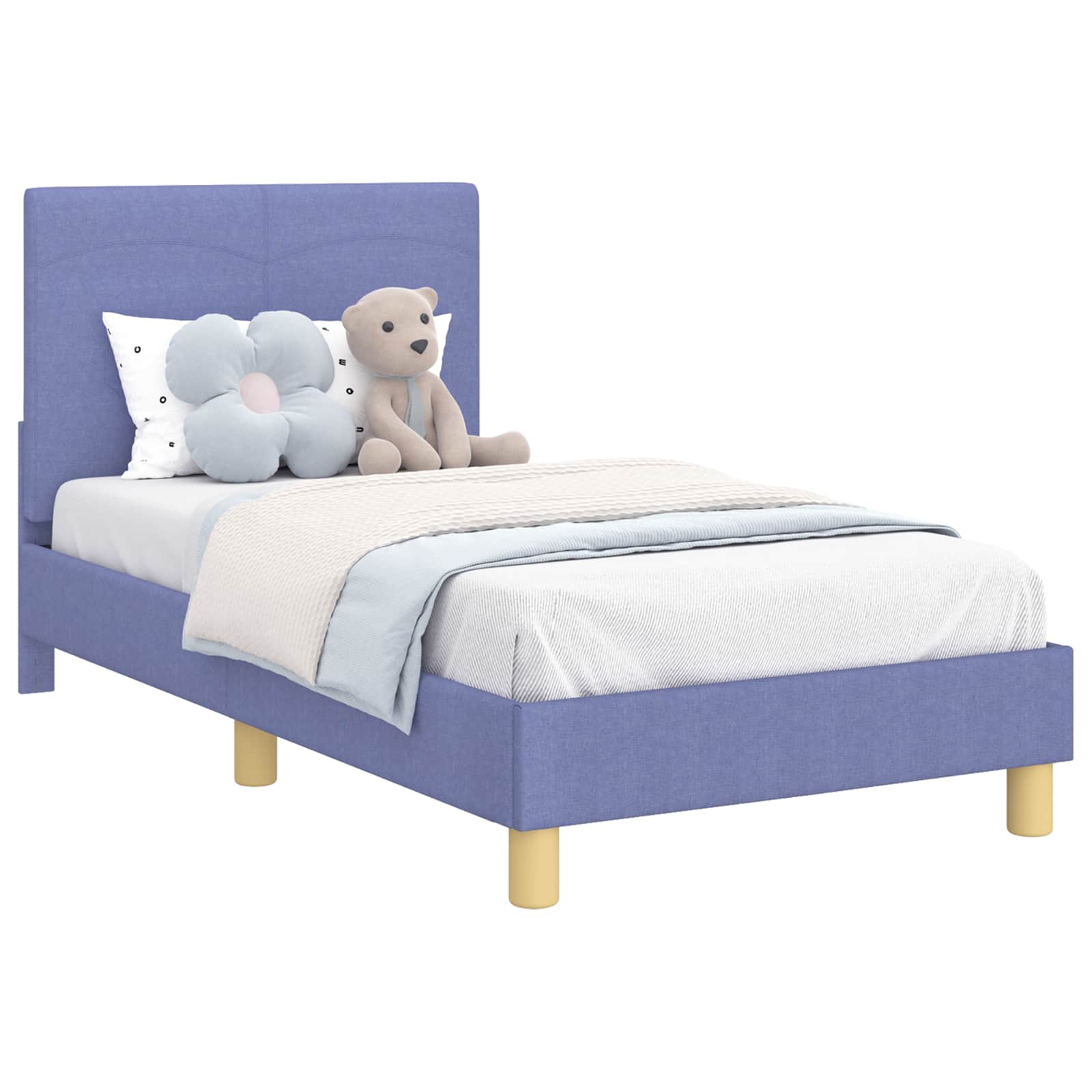 Cadre de lit pour enfants avec tête de lit Bleu denim tissu - XIOS