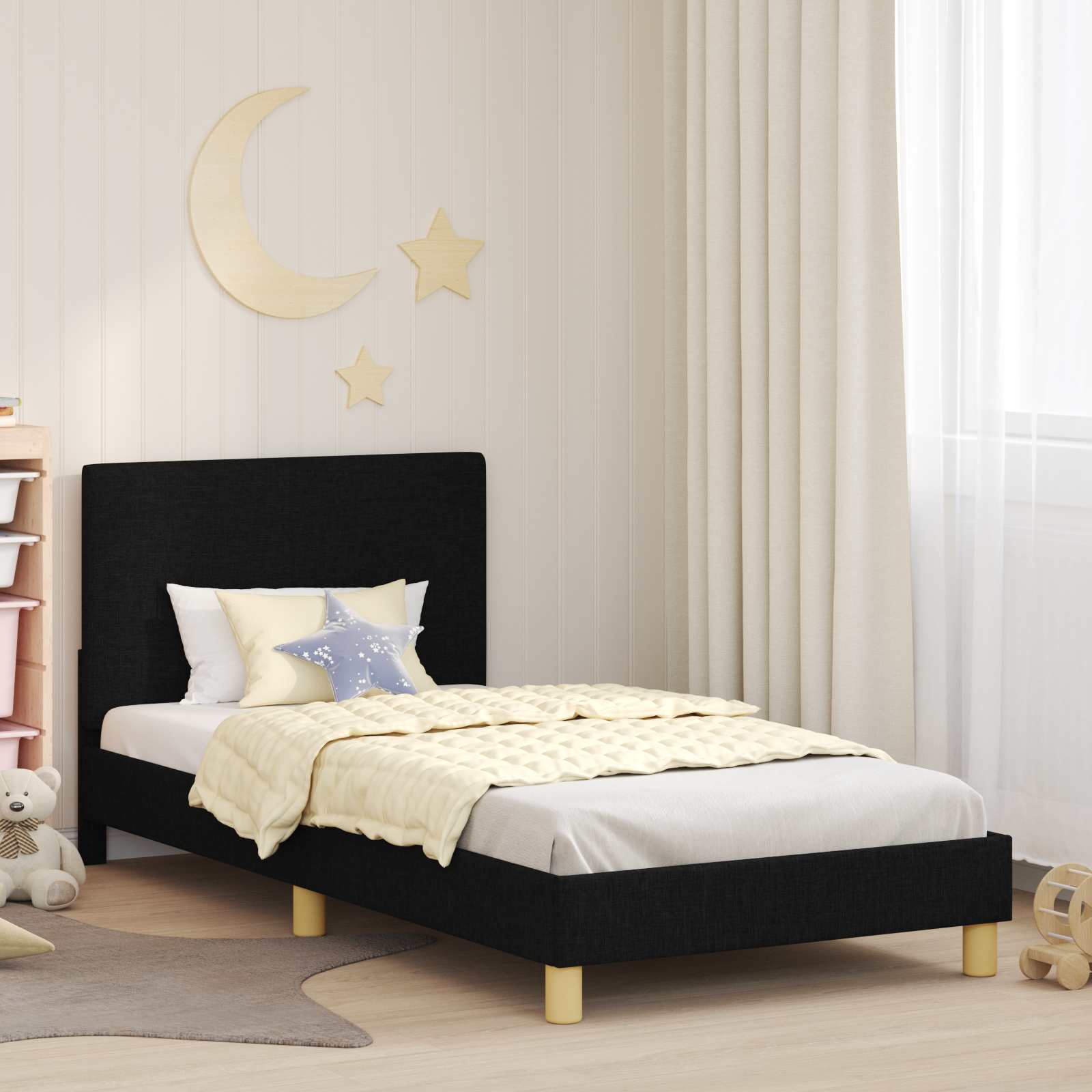 Cadre de lit pour enfants avec tête de lit Noir 80 x 200 cm - XIOS